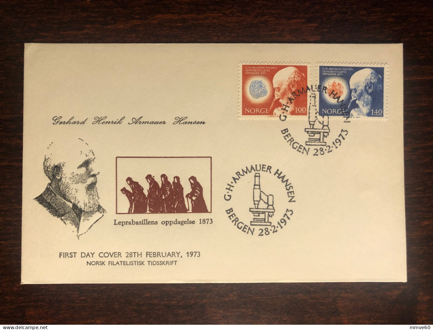 NORWAY FDC COVER 1973 YEAR  HANSEN LEPROSY LEPRA HEALTH MEDICINE STAMPS - FDC