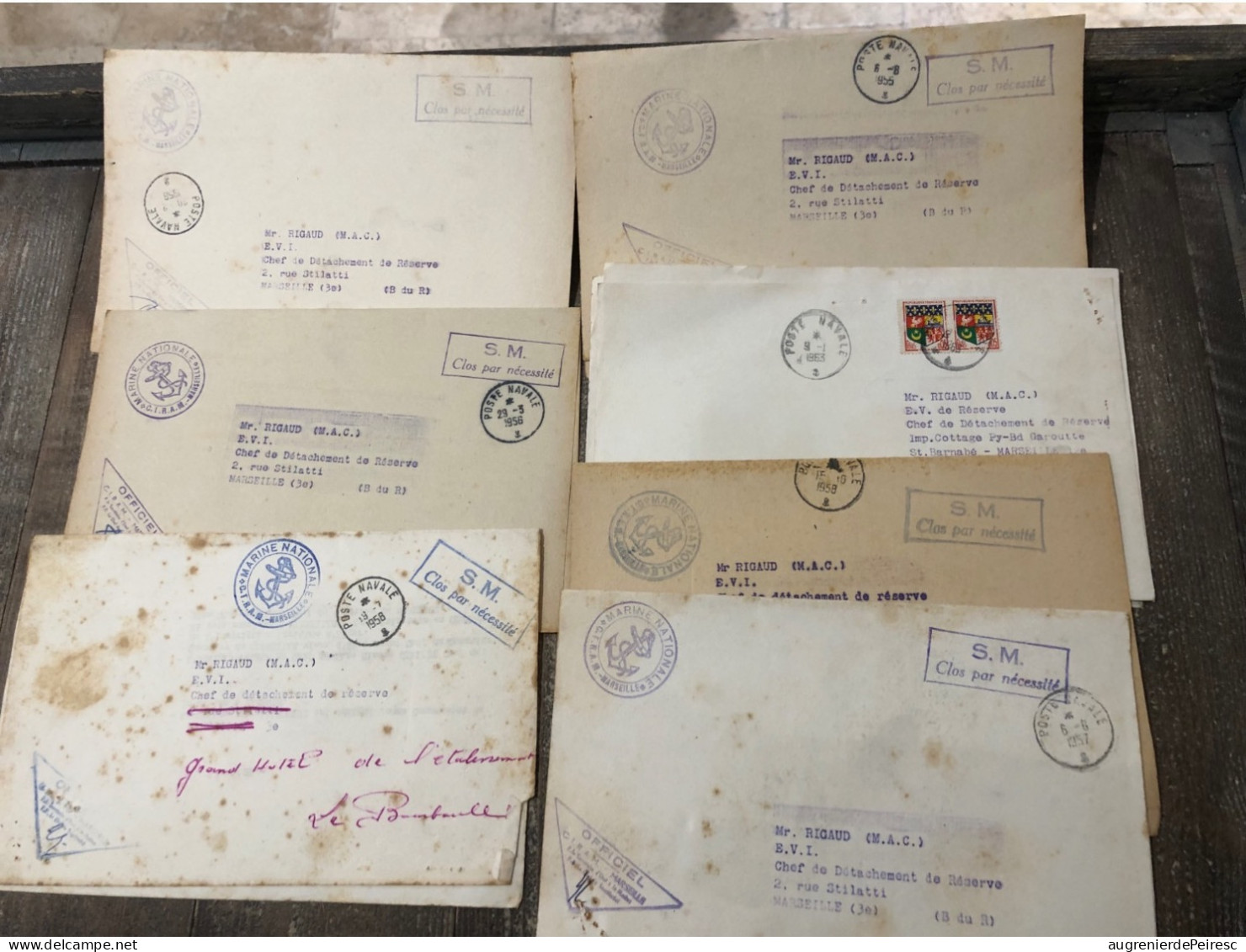 Lot De 13 Lettres Marine Nationale 1950 Avec Marquages - Scheepspost