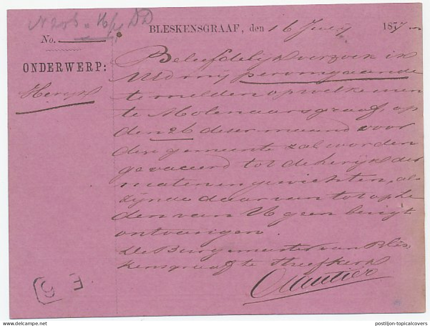 Naamstempel Streefkerk 1877 - Brieven En Documenten