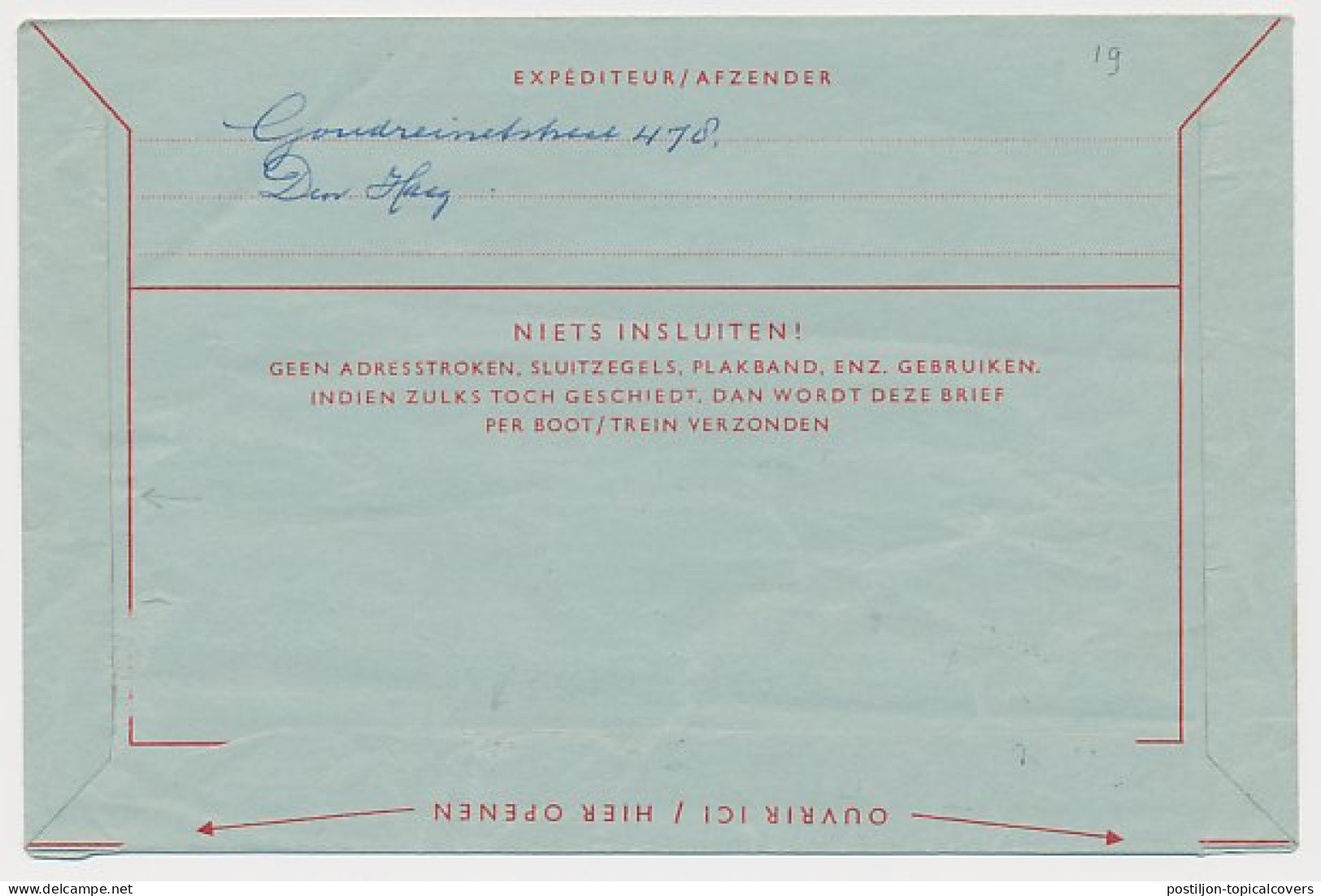 Luchtpostblad G. 19 Den Haag - California USA 1967 - Postal Stationery