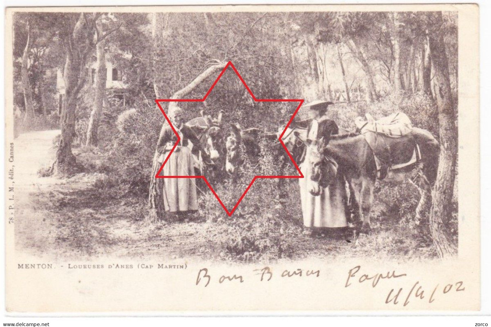 MENTON ROQUEBRUNE CAP MARTIN. Loueuses D'Ânes - (Vers 1900). - Roquebrune-Cap-Martin