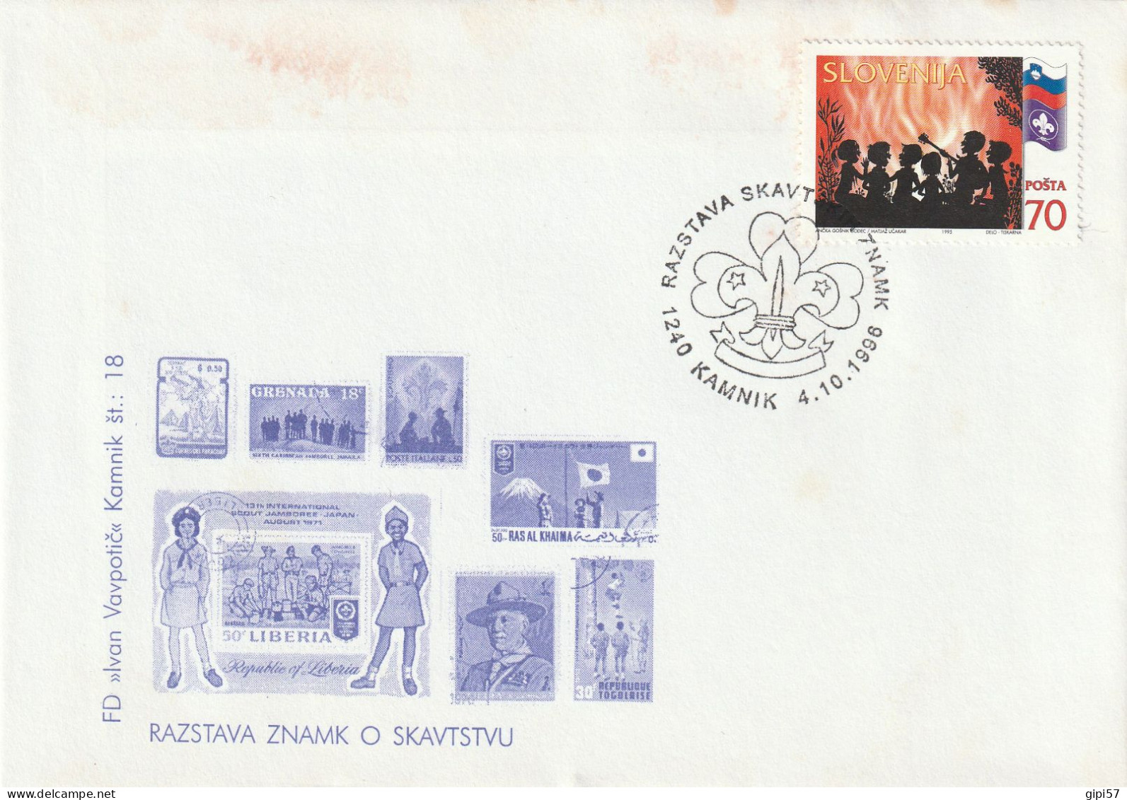 SCOUT SLOVENIA 1996 - FDC SCOUT PHILATELIC EXIBITION. SPECIAL CANCEL KAMNIK - Slowenien