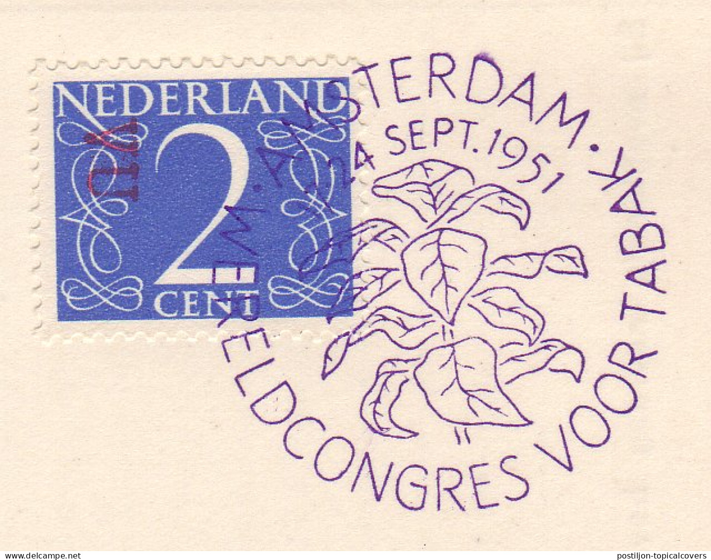 Card / Postmark Netherlands 1951 World Congress Tobacco - Tabak