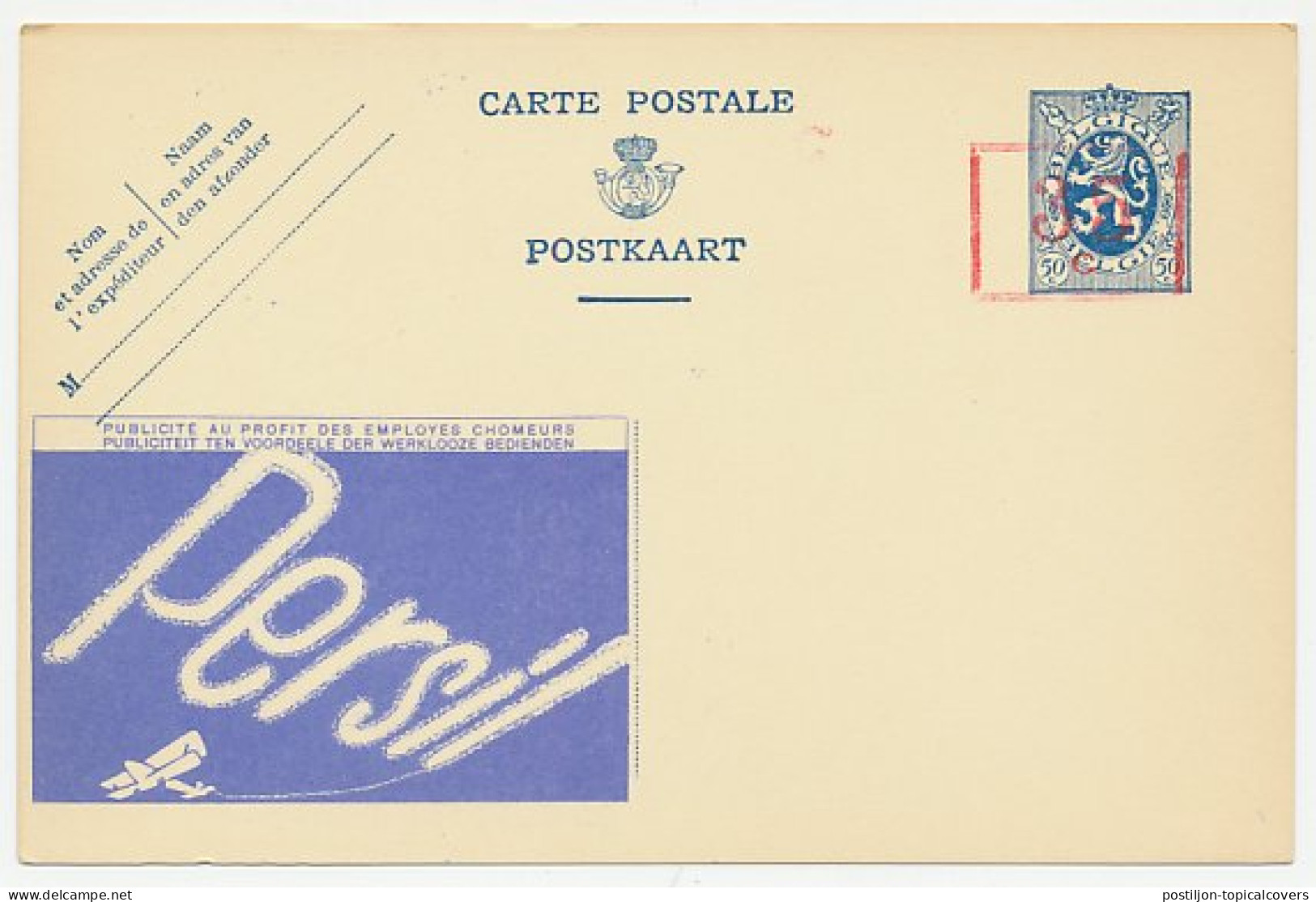 Publibel - Postal Stationery Belgium 1935 Laundry Soap - Persil - Airplane - Writing - Zonder Classificatie