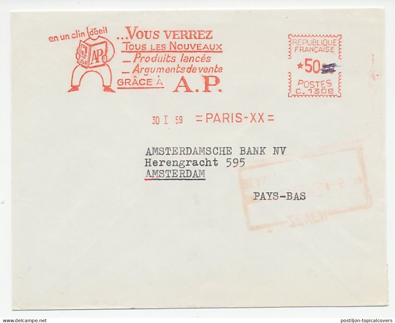 Meter Cover France 1959 A.P. - Associated Press - The Blink Of An Eye - Ohne Zuordnung
