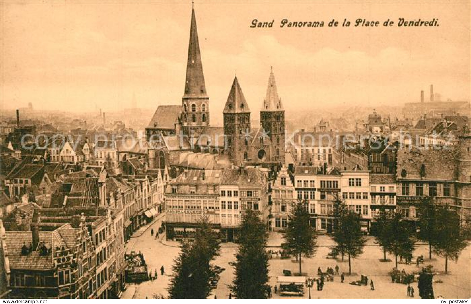73337653 Gand Belgien Panorama De La Place De Vendredi Eglise Gand Belgien - Autres & Non Classés