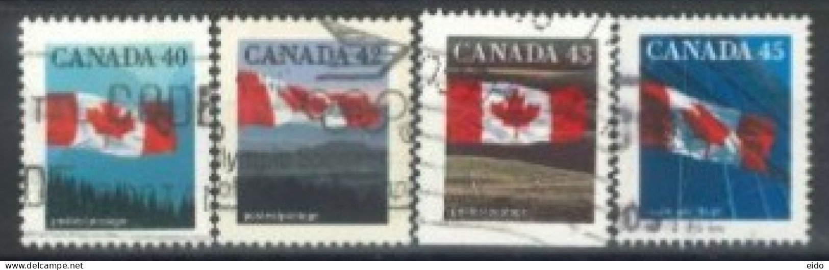 CANADA - 1989, CANADIAN FLAG STAMPS SET OF 4, USED. - Gebraucht