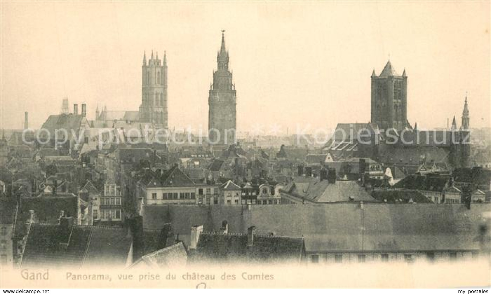 73337641 Gand Belgien Panorama Vue Prise Du Chateau Des Comtes Cathedrale Eglise - Autres & Non Classés