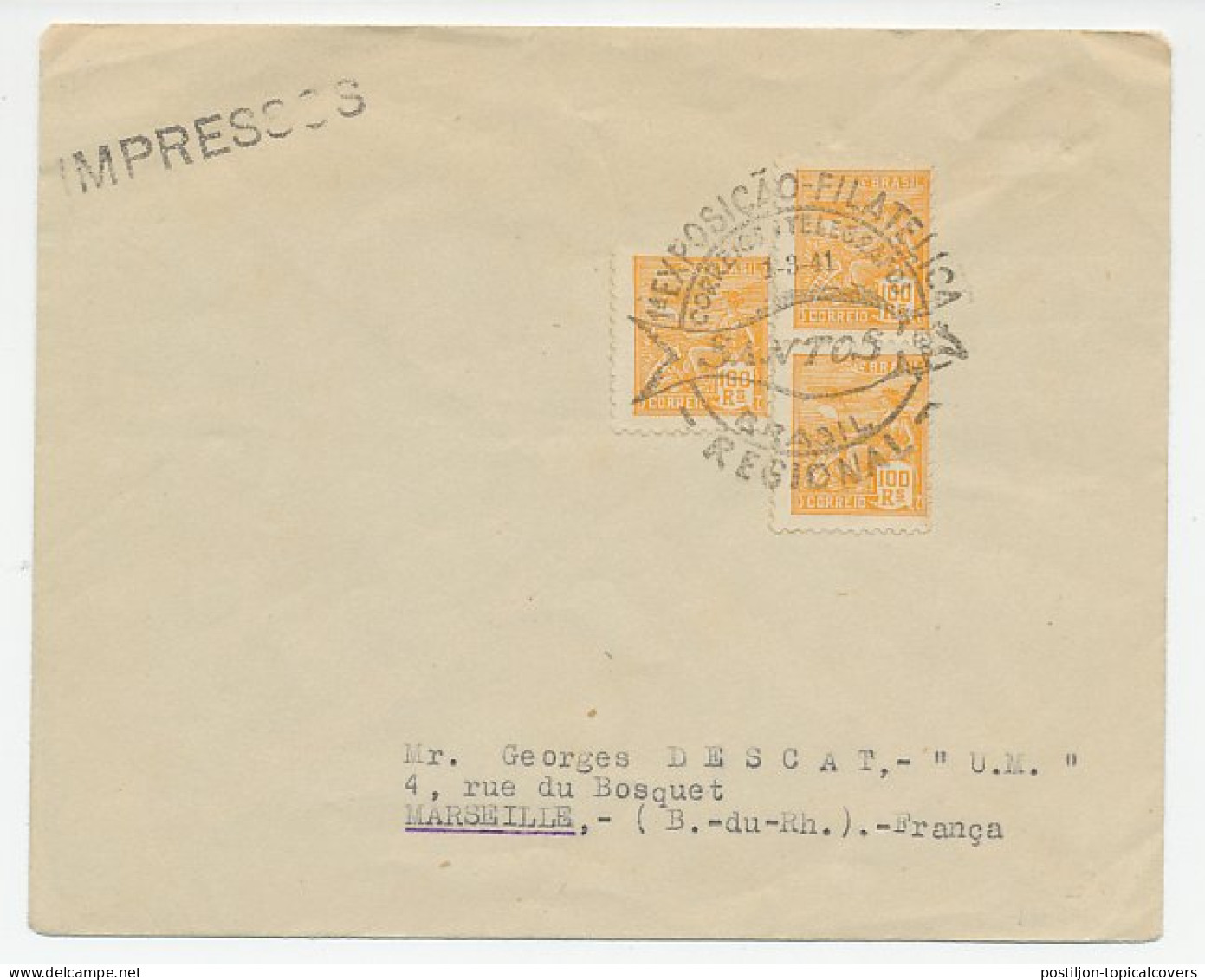 Cover / Postmark Brazil 1941 Philatelic Exhibition - Sonstige & Ohne Zuordnung