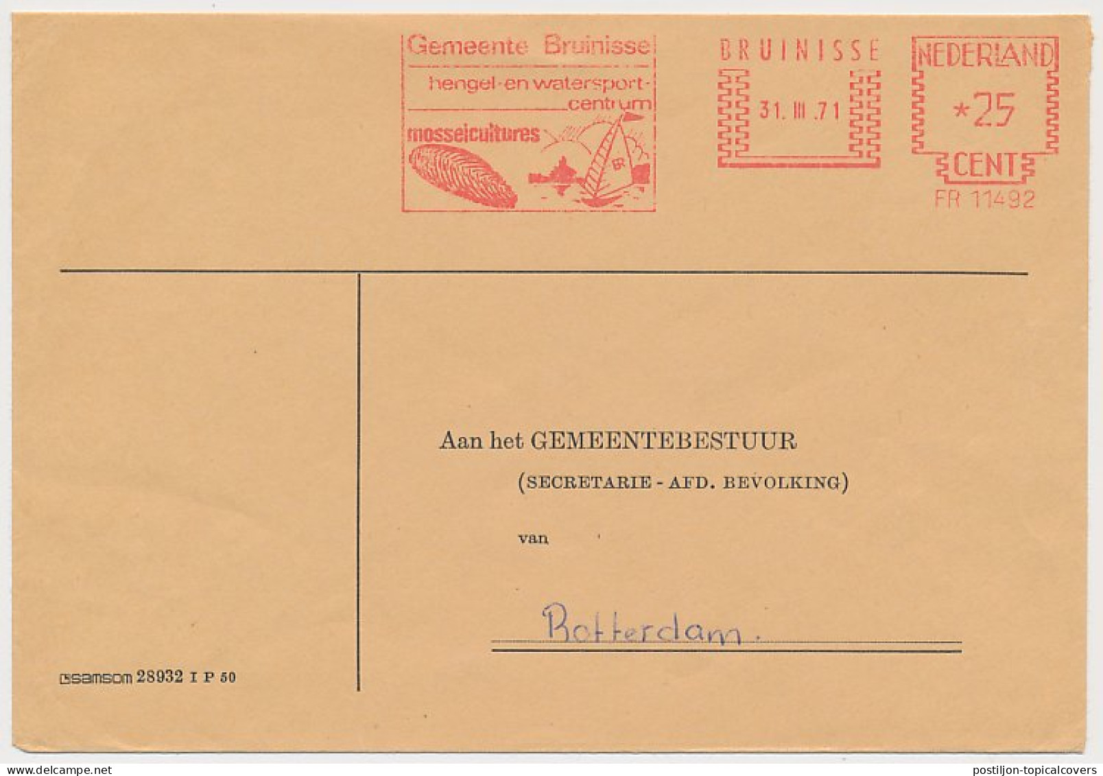 Meter Cover Netherlands 1971 Musselcultures - Shell - Bruinisse - Vie Marine