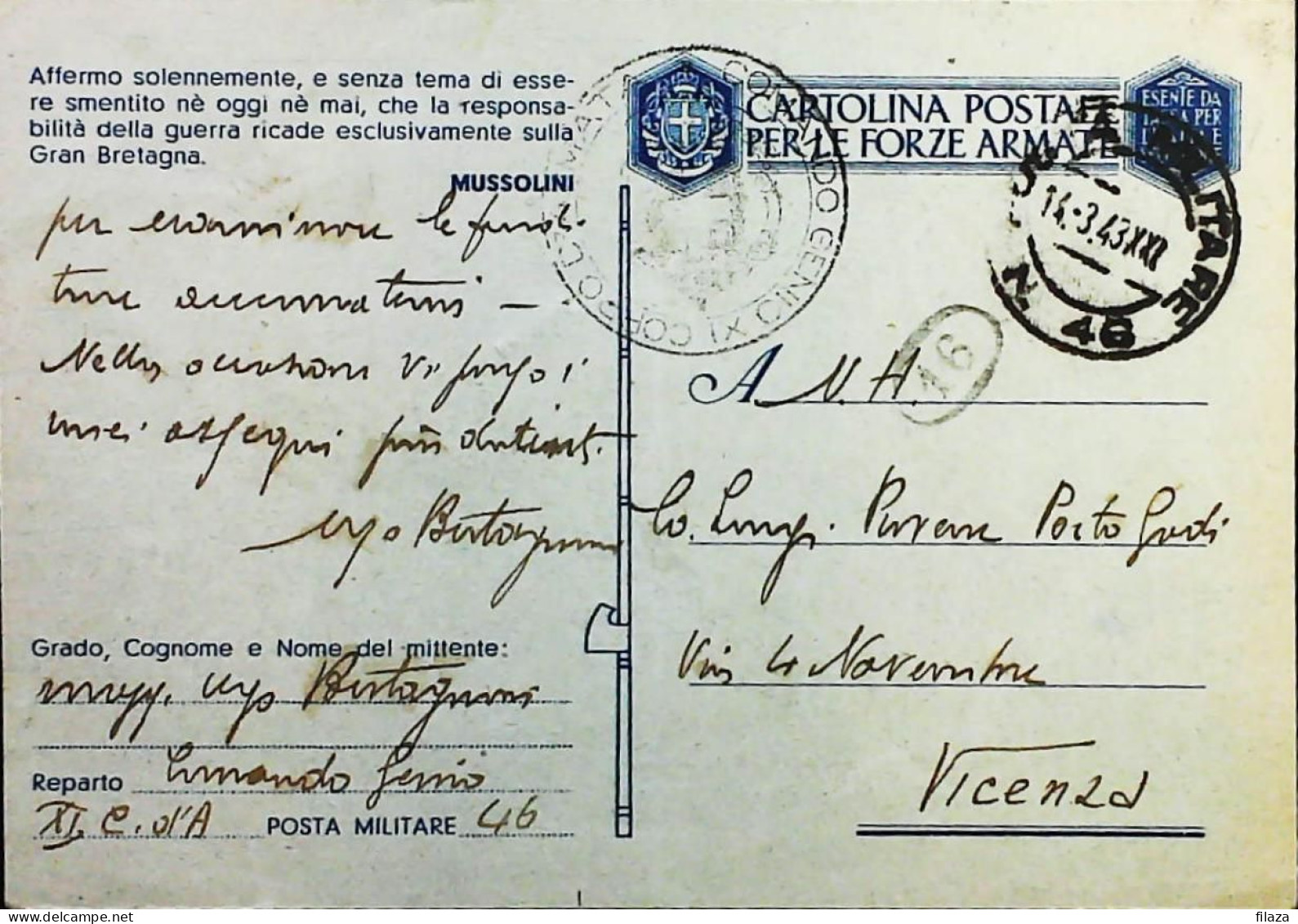 POSTA MILITARE ITALIA IN SLOVENIA  - WWII WW2 - S7422 - Military Mail (PM)