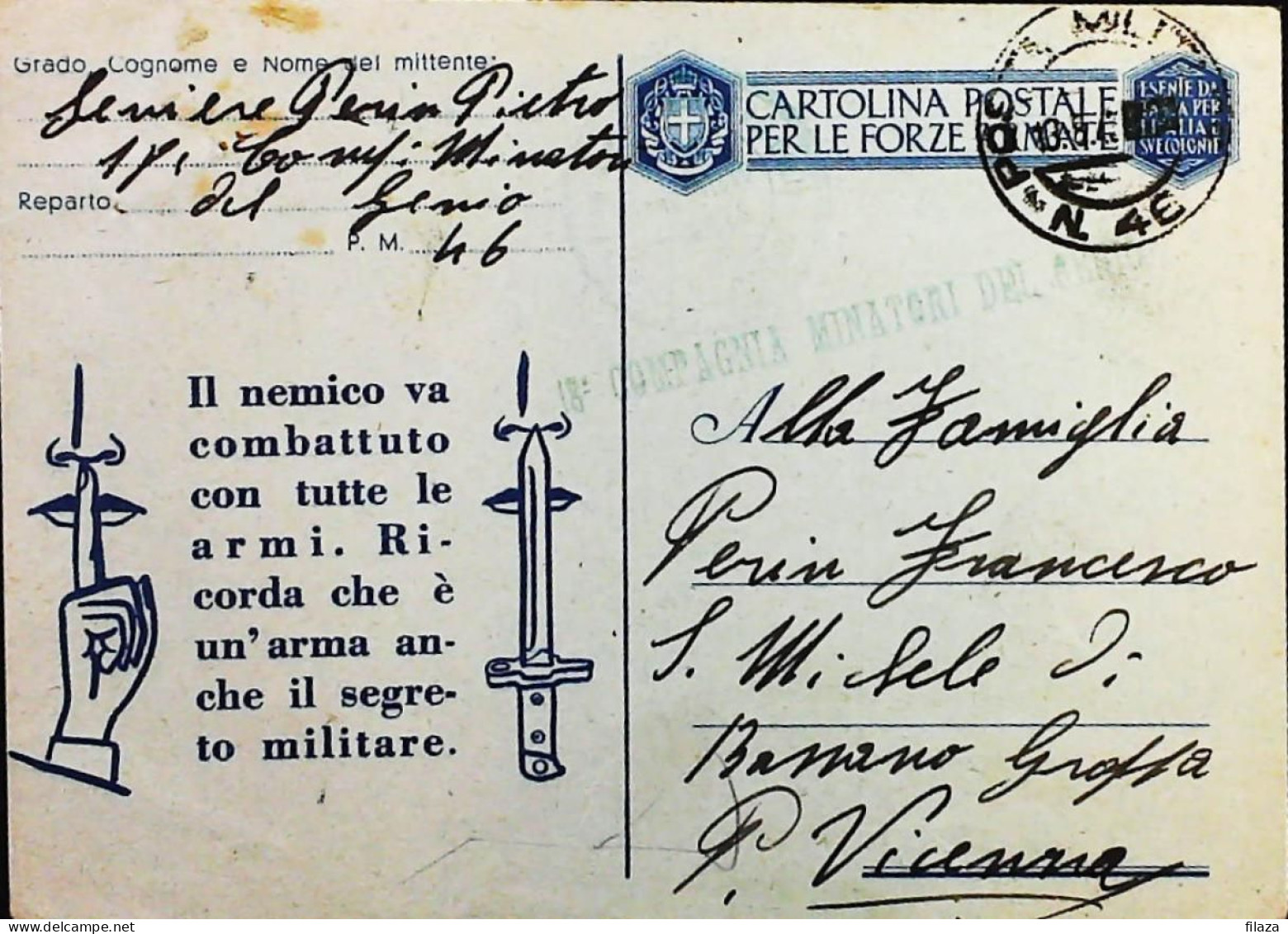 POSTA MILITARE ITALIA IN SLOVENIA  - WWII WW2 - S7425 - Military Mail (PM)