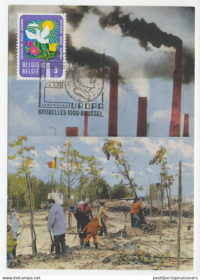 Maximum Card Belgium 1974 Environmental Protection By Youth - Protección Del Medio Ambiente Y Del Clima