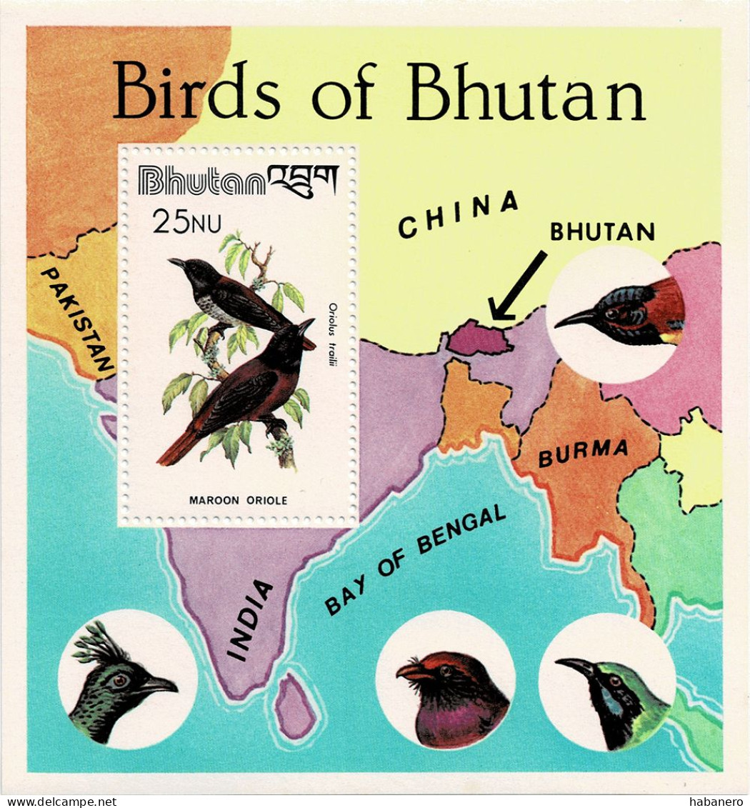 BHUTAN 1982 Mi BL 86 BIRDS MINT MINIATURE SHEET ** - Bhoutan