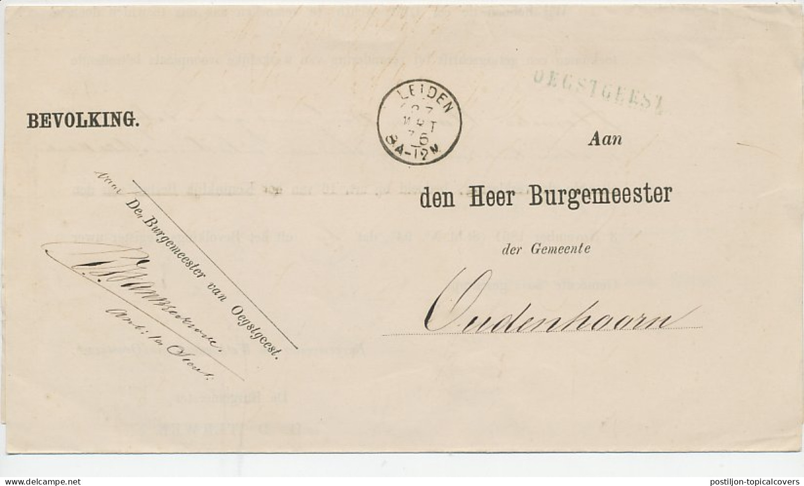Naamstempel Oegstgeest 1875 - Cartas & Documentos