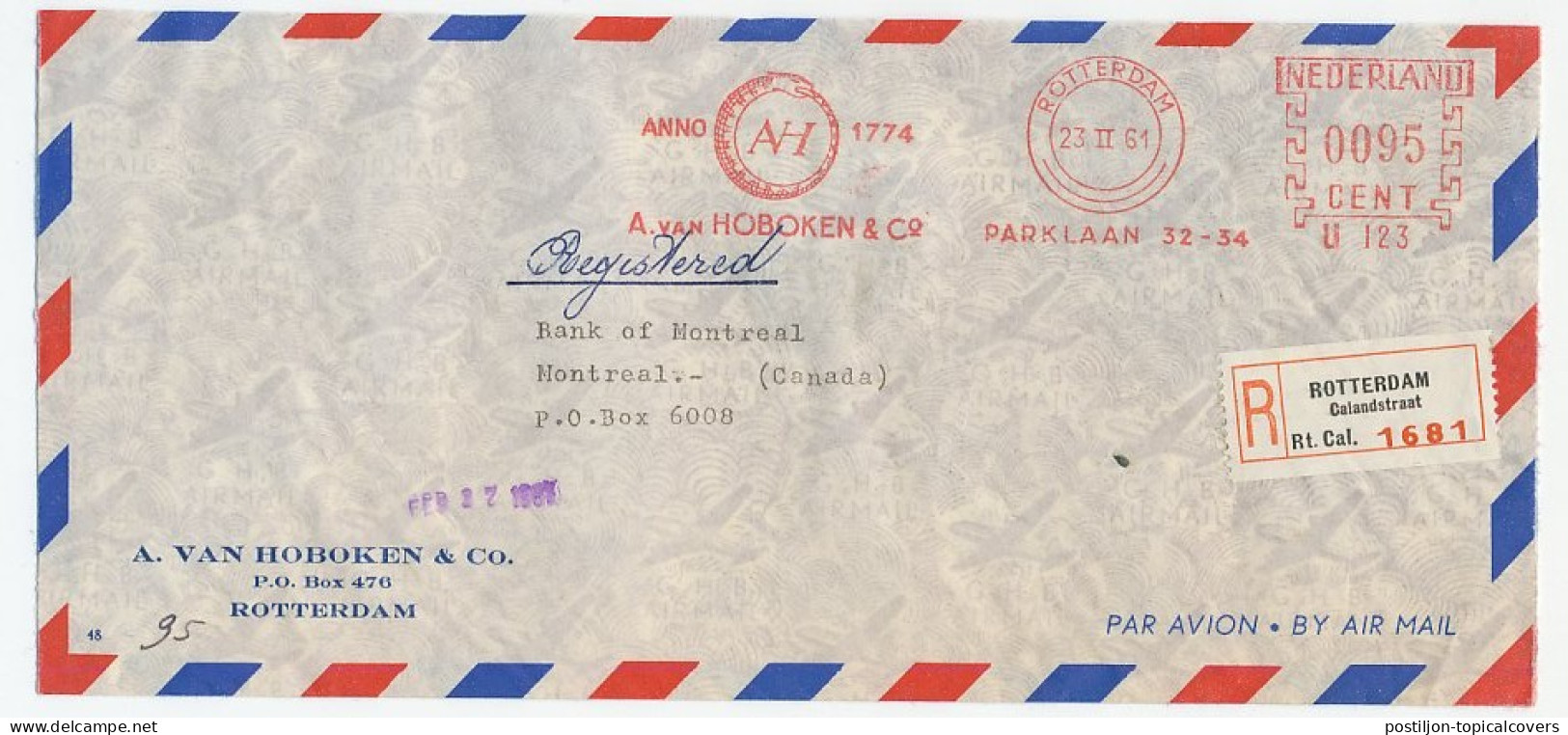 Registered Meter Cover Netherlands 1961 Ouroborus - Snake - Rotterdam - Other & Unclassified