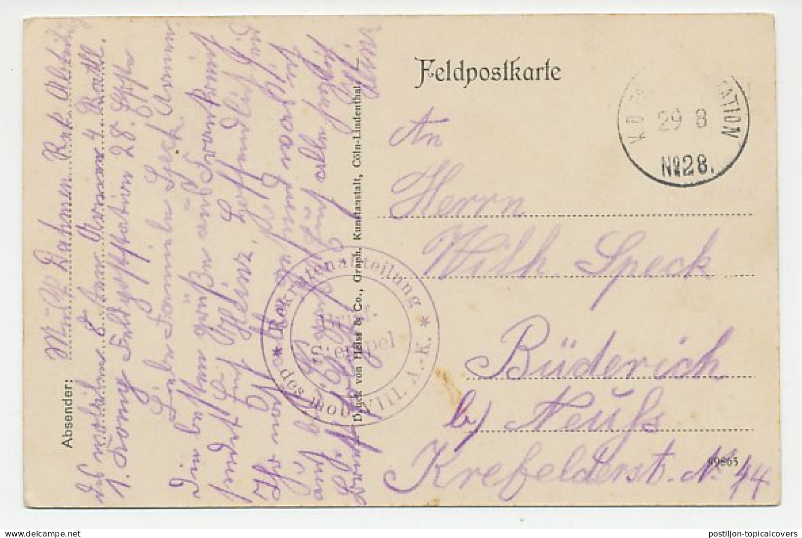 Fieldpost Postcard Germany / France Cathedral Laon - WWI - Eglises Et Cathédrales
