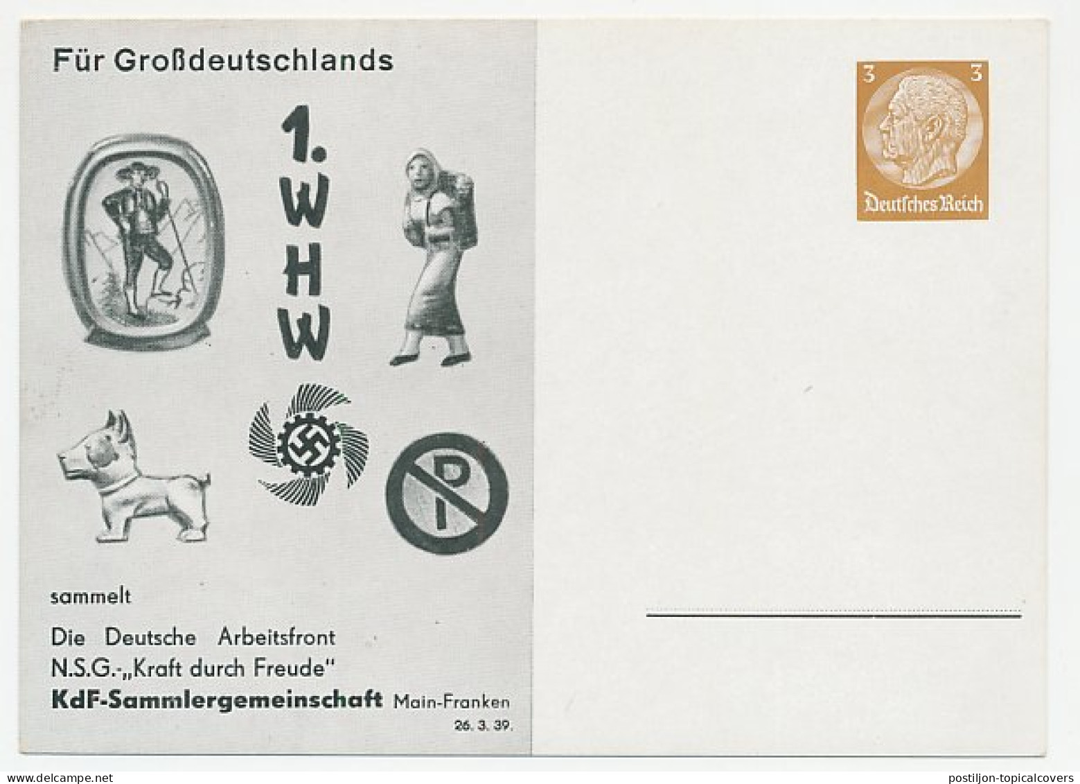 Postal Stationery Germany 1939 Winter Aid - Collectors - Dog - Figurine - Autres & Non Classés
