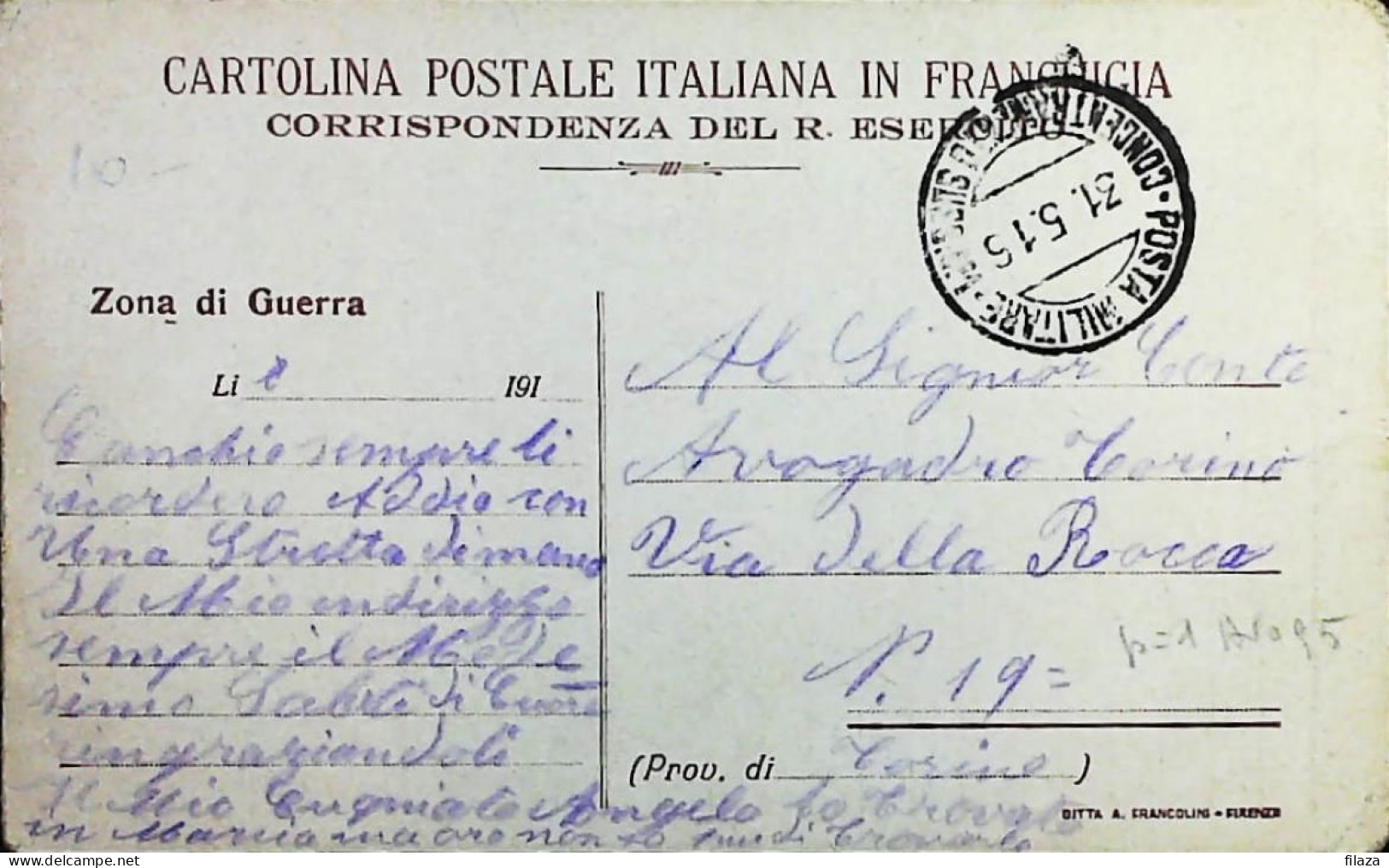 ITALY - WW1 – WWI Posta Militare 1915-1918 –  (AGIAB) - S8068 - Poste Militaire (PM)