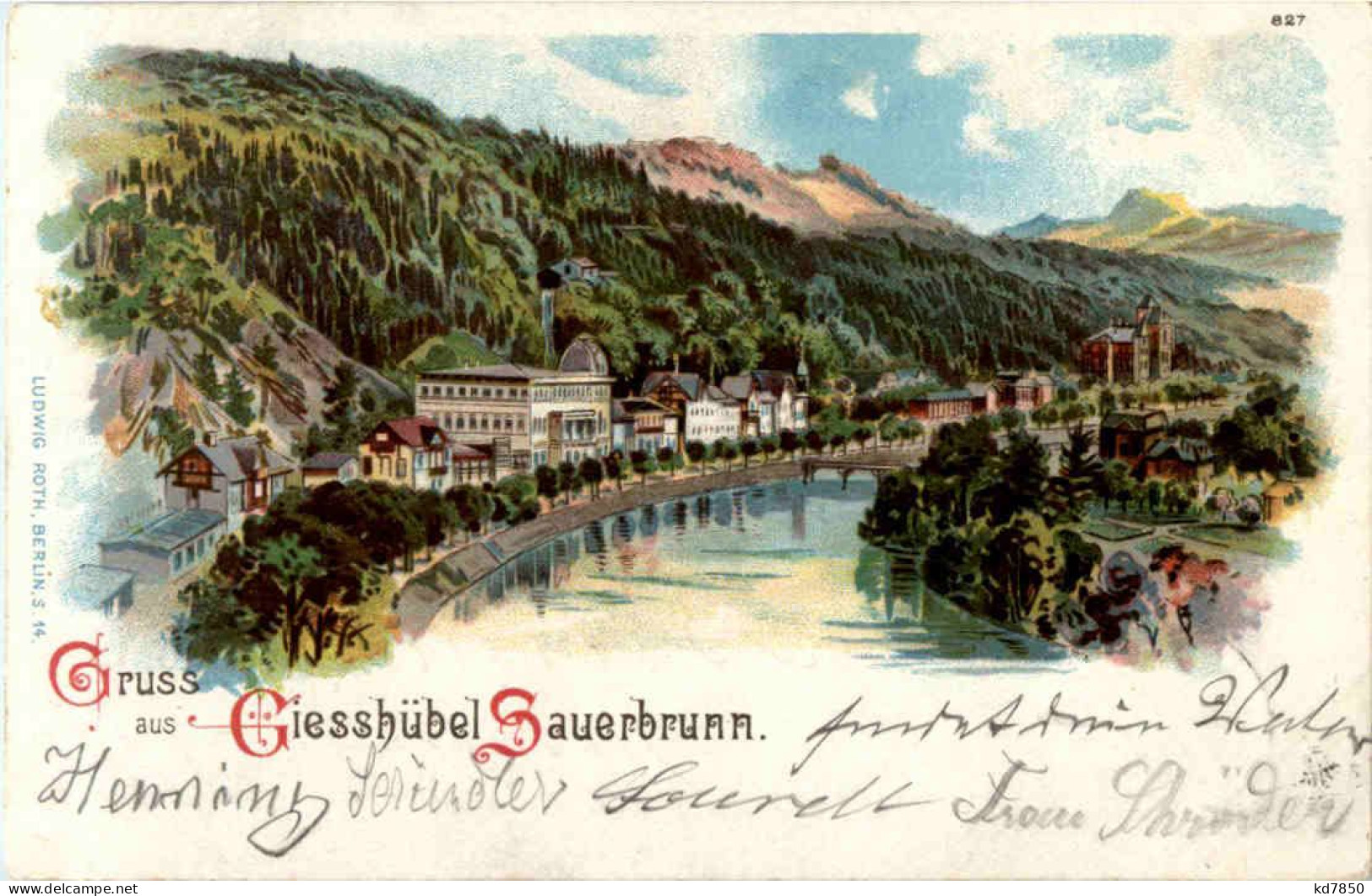 Gruss Aus Giesshübel Sauerbrunn - Litho - Boehmen Und Maehren