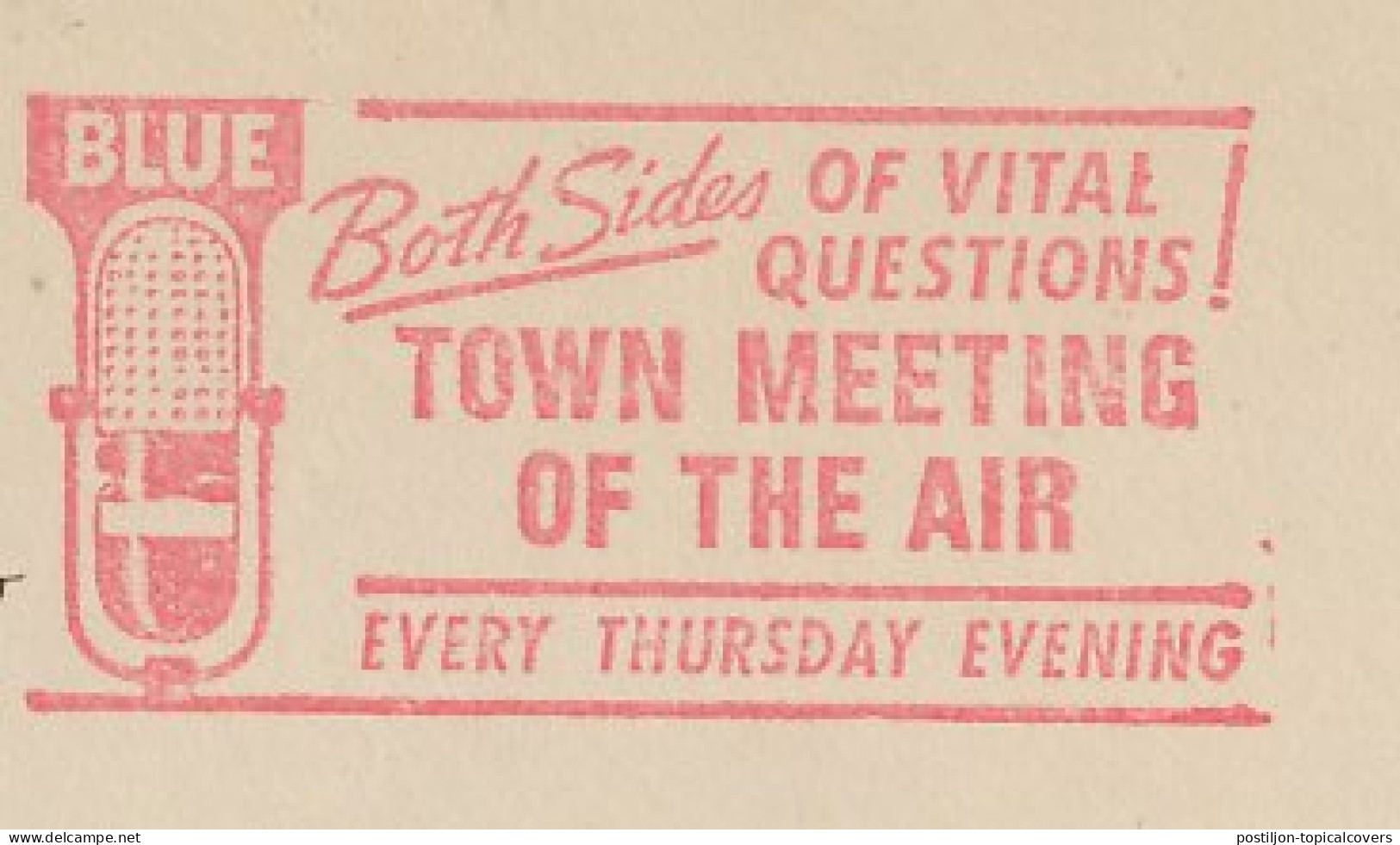 Meter Top Cut USA 1945 Microphone - Blue - Town Meeting Of The Air - Non Classés