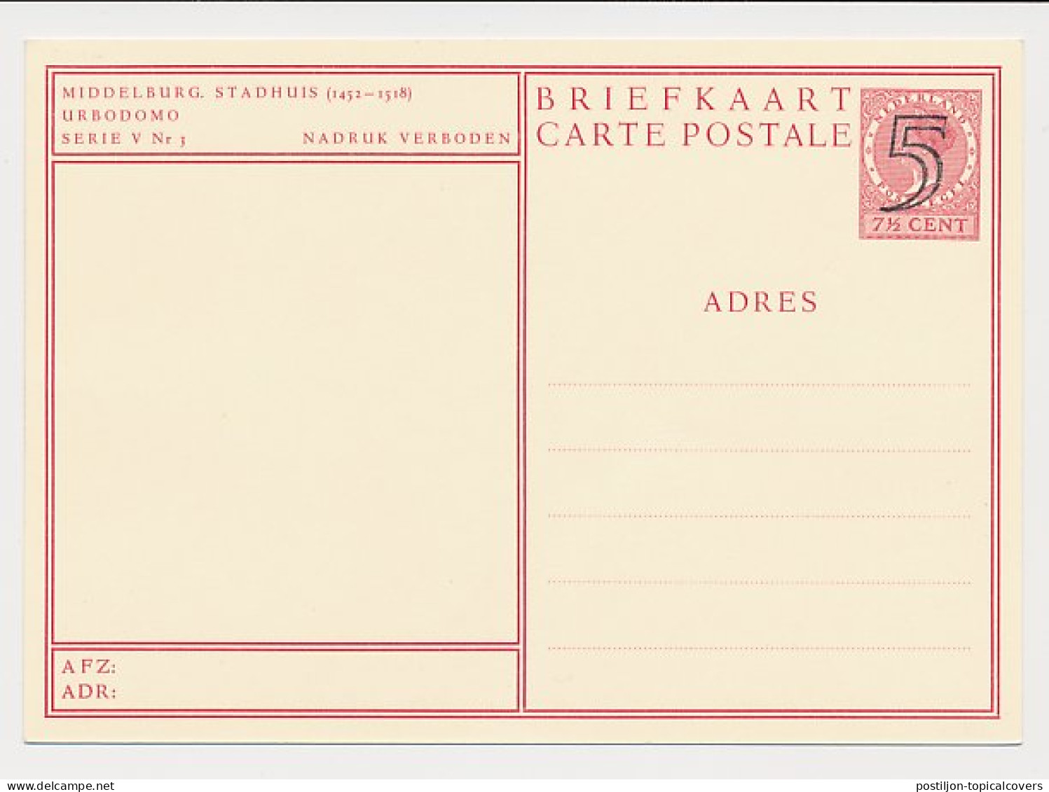 Briefkaart G. 284 K - Middelburg - Entiers Postaux