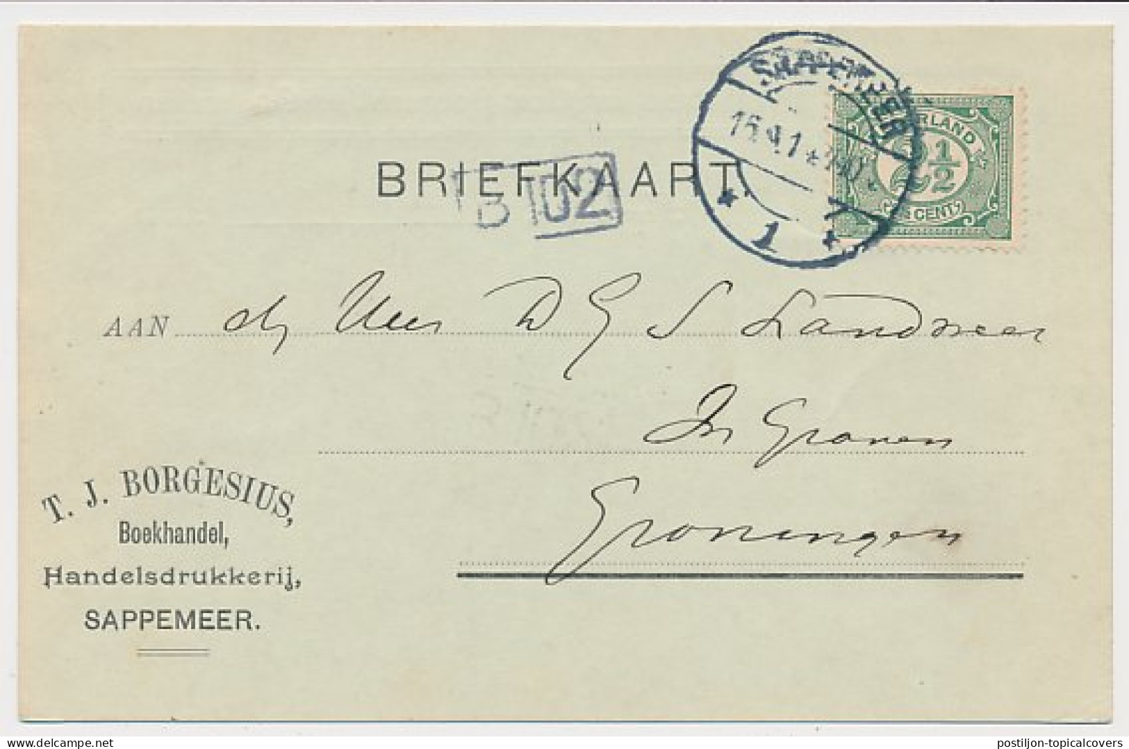 Firma Briefkaart Sappemeer 1914 - Boekhandel - Drukkerij - Unclassified