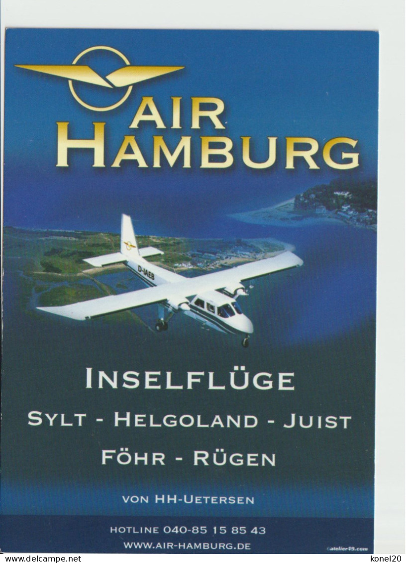 Promotioncard Air Hamburg Airlines Britten-Norman Islander Aircraft - 1919-1938: Between Wars