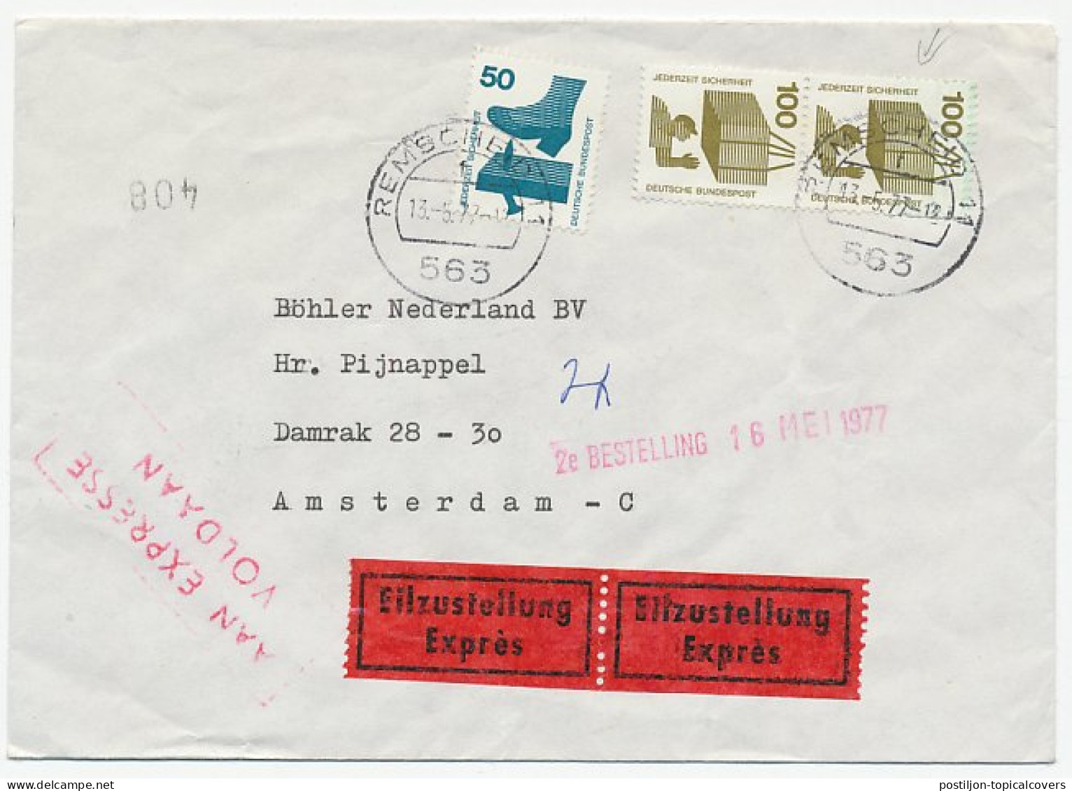 Expresse Remschied Duitsland - Amsterdam 1977 - Stempel VOLDAAN - Non Classificati