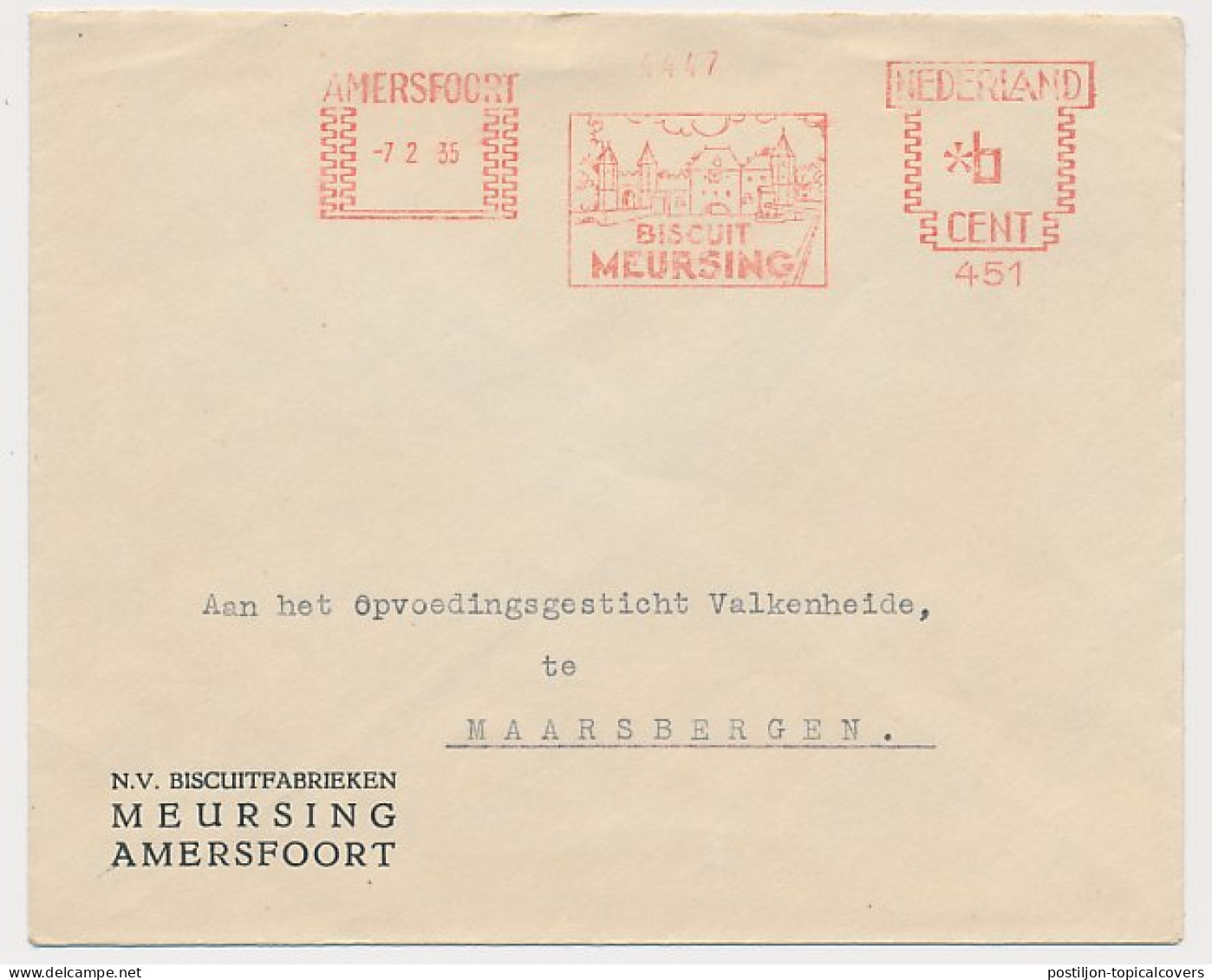 Meter Cover Netherlands 1935 Cityscape - Amersfoort - Sonstige & Ohne Zuordnung