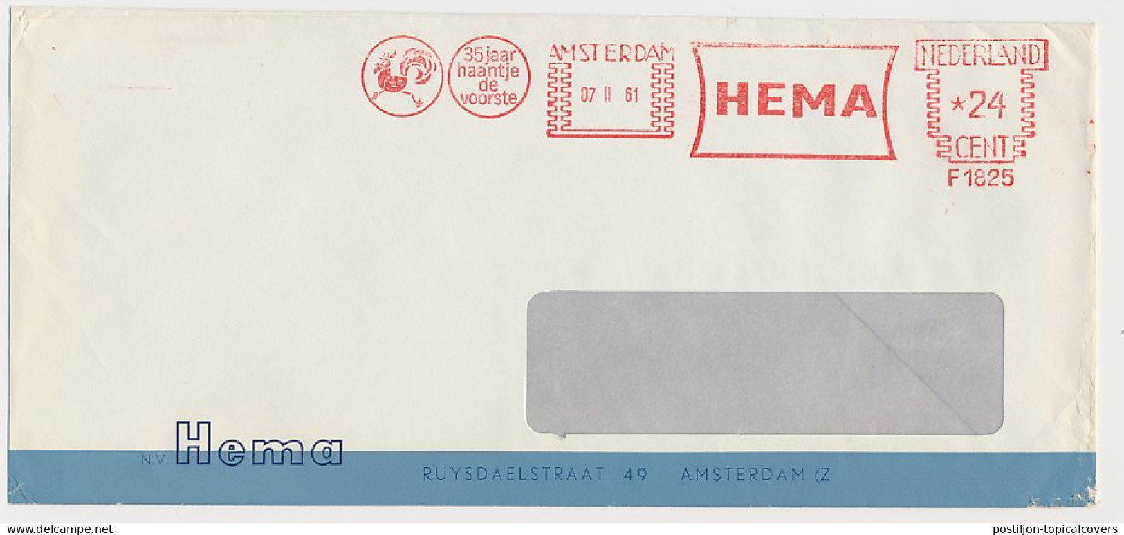 Meter Cover Netherlands 1961 Cock - Rooster - Ringleader - HEMA - Amsterdam - Farm