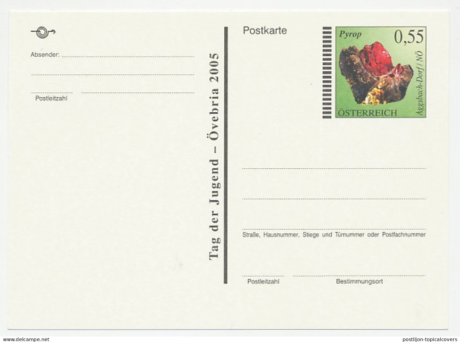 Postal Stationery Austria 2005 Mineral - Pyrop - Altri & Non Classificati