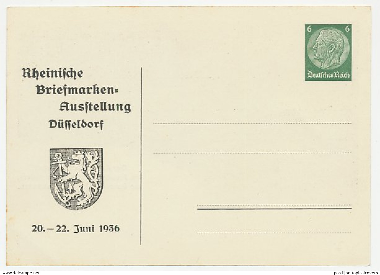 Postal Stationery Germany 1936 Stamp Exhibition Dusseldorf - Postoffice - Stampcollectors - Other & Unclassified