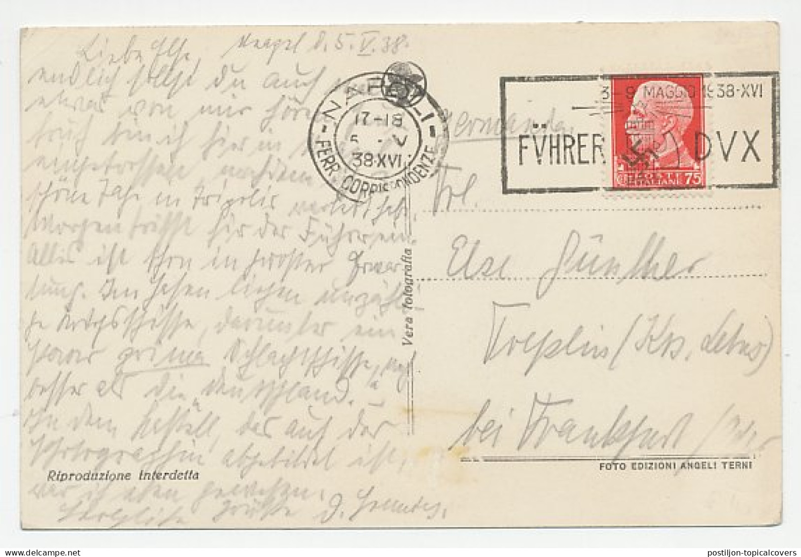 Card / Postmark Italy 1938 Fuhrer - Swastika - 2. Weltkrieg