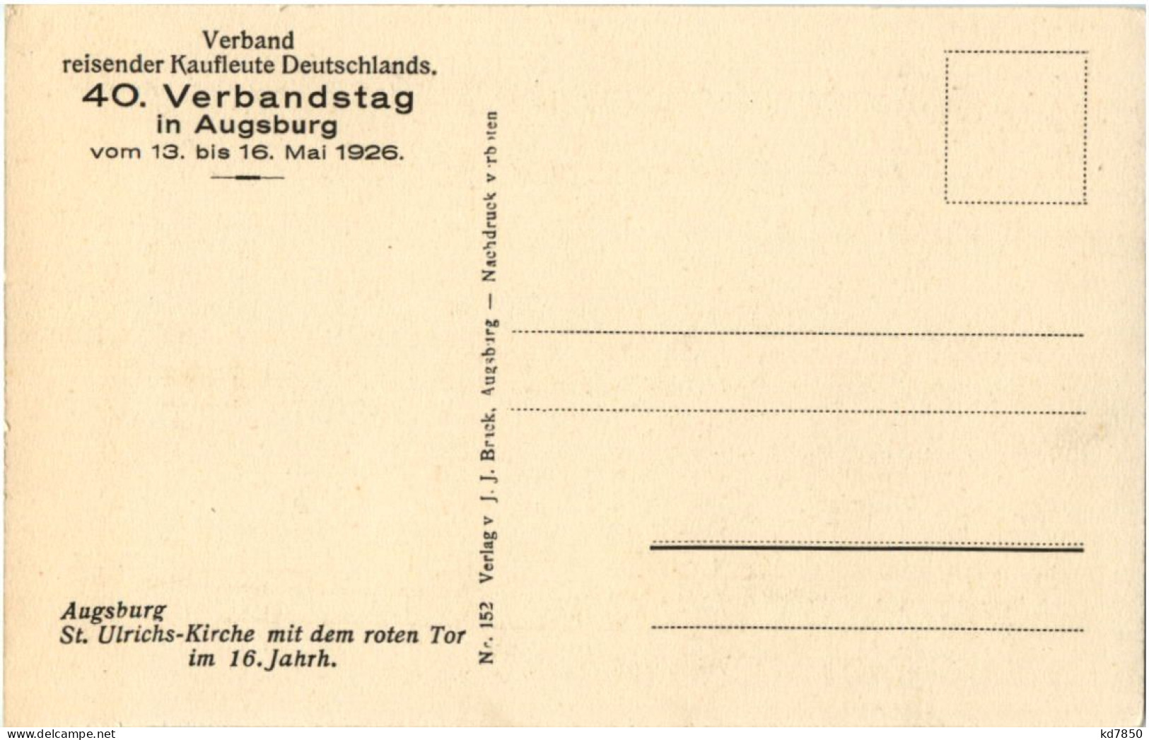 Augsburg - 40. Verbandstag Reisender Kaufleute 1926 - Augsburg