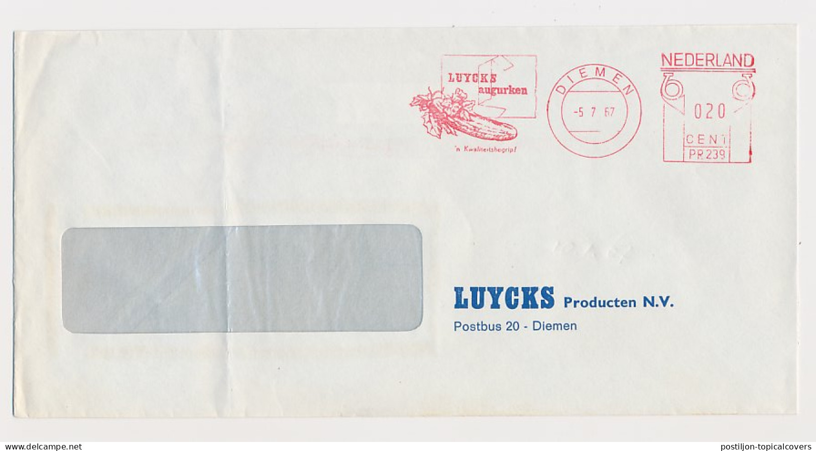 Meter Cover Netherlands 1967 Pickle - Diemen - Legumbres