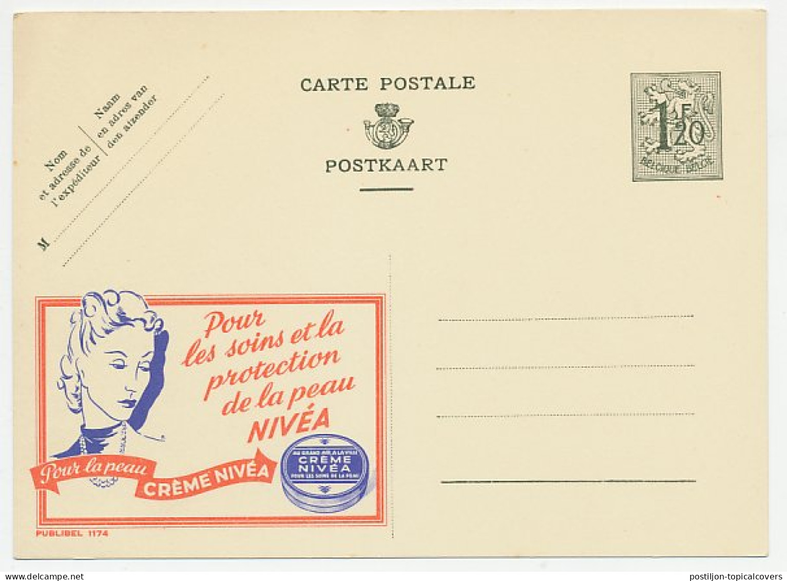 Publibel - Postal Stationery Belgium 1952 Nivea Cream - Skin - Other & Unclassified