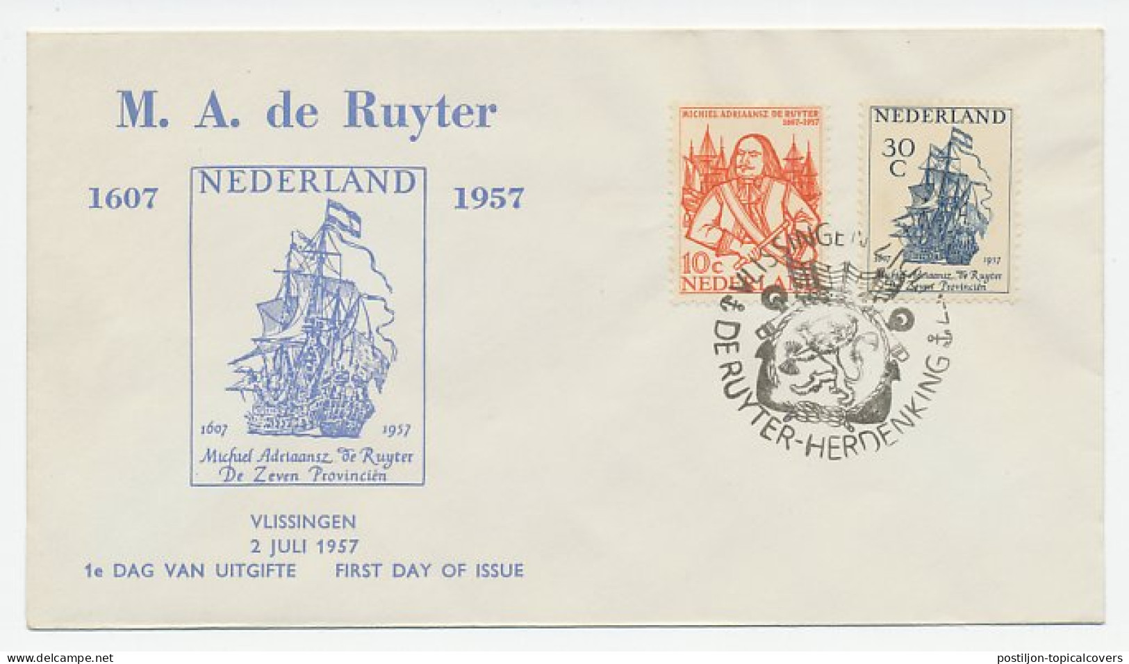 FDC / 1e Dag Em. De Ruyter 1956 - Sin Clasificación