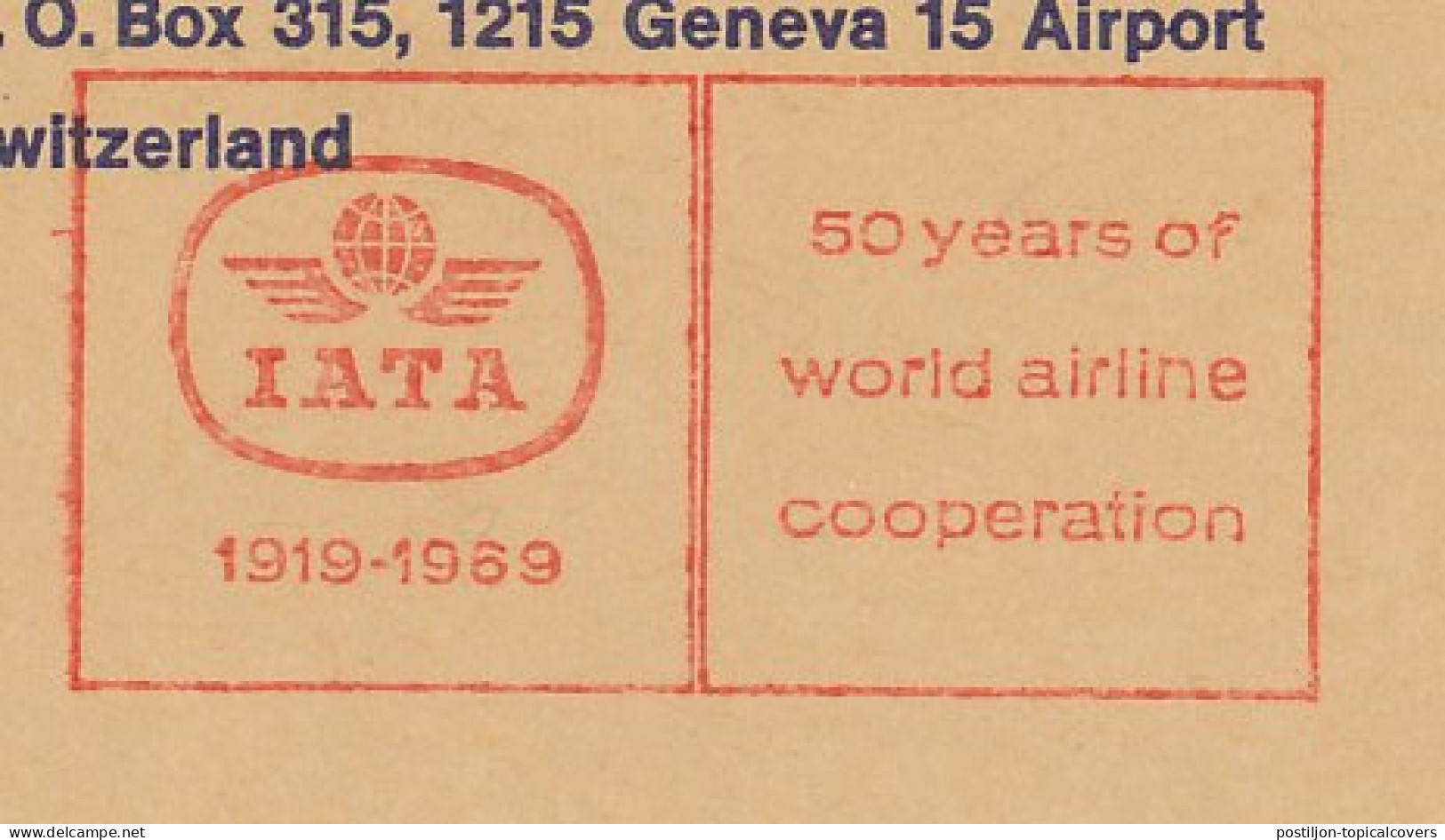 Meter Top Cut Switzerland 1969 IATA - 50 Years International Air Transport Association - Airplanes