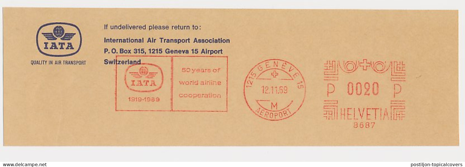 Meter Top Cut Switzerland 1969 IATA - 50 Years International Air Transport Association - Airplanes