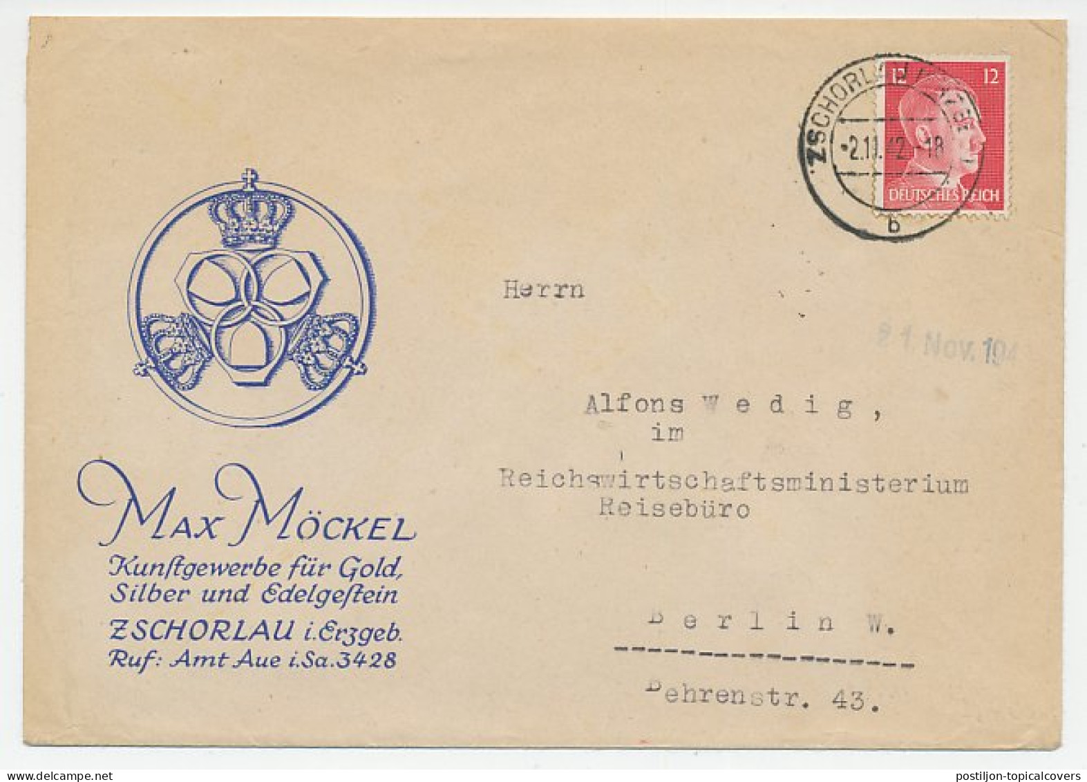 Illustrated Cover Deutsches Reich / Germany 1942 Gold - Silver - Gemstone - Ohne Zuordnung