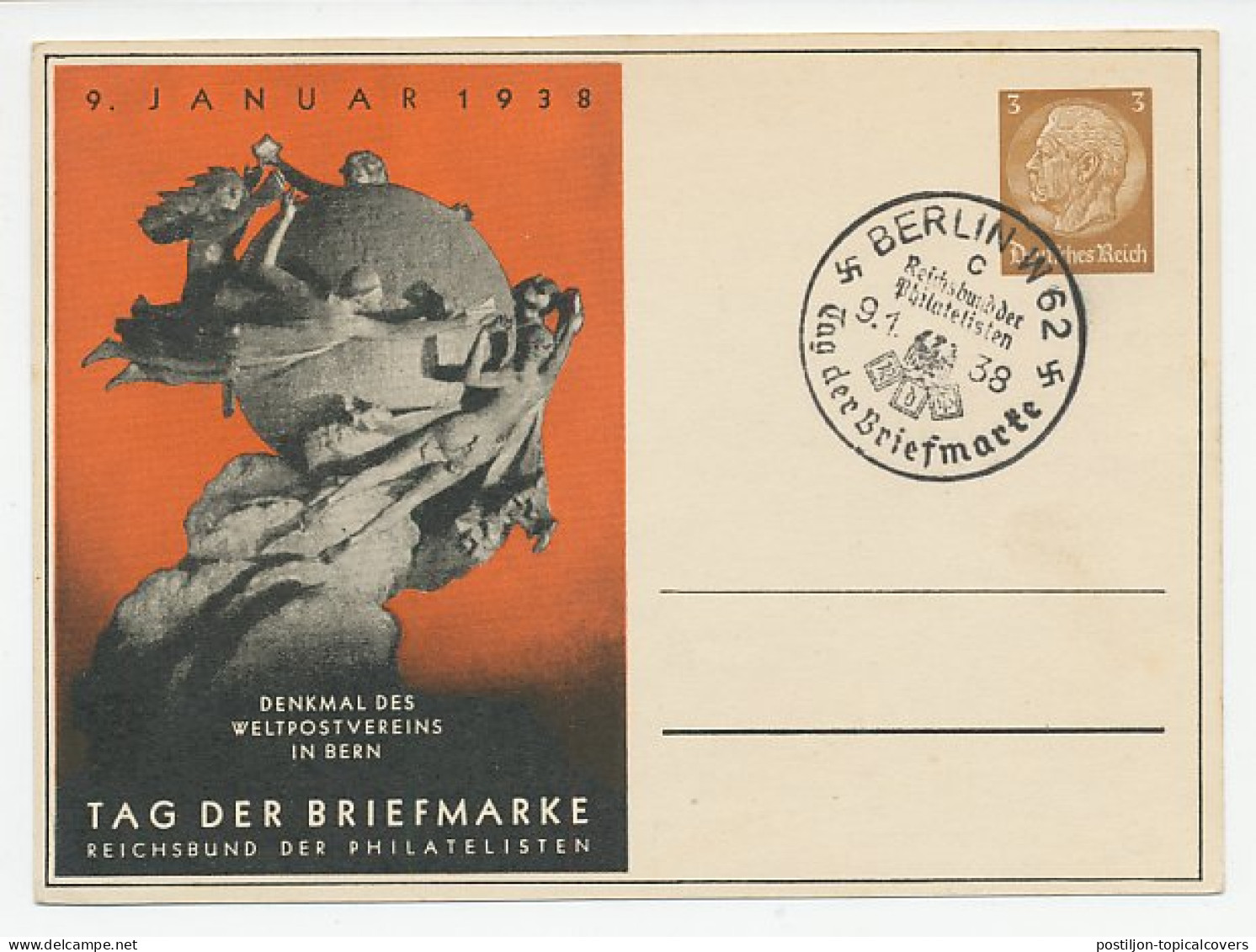 Postal Stationery Germany 1938 Universal Postal Union - WPV (Weltpostverein)