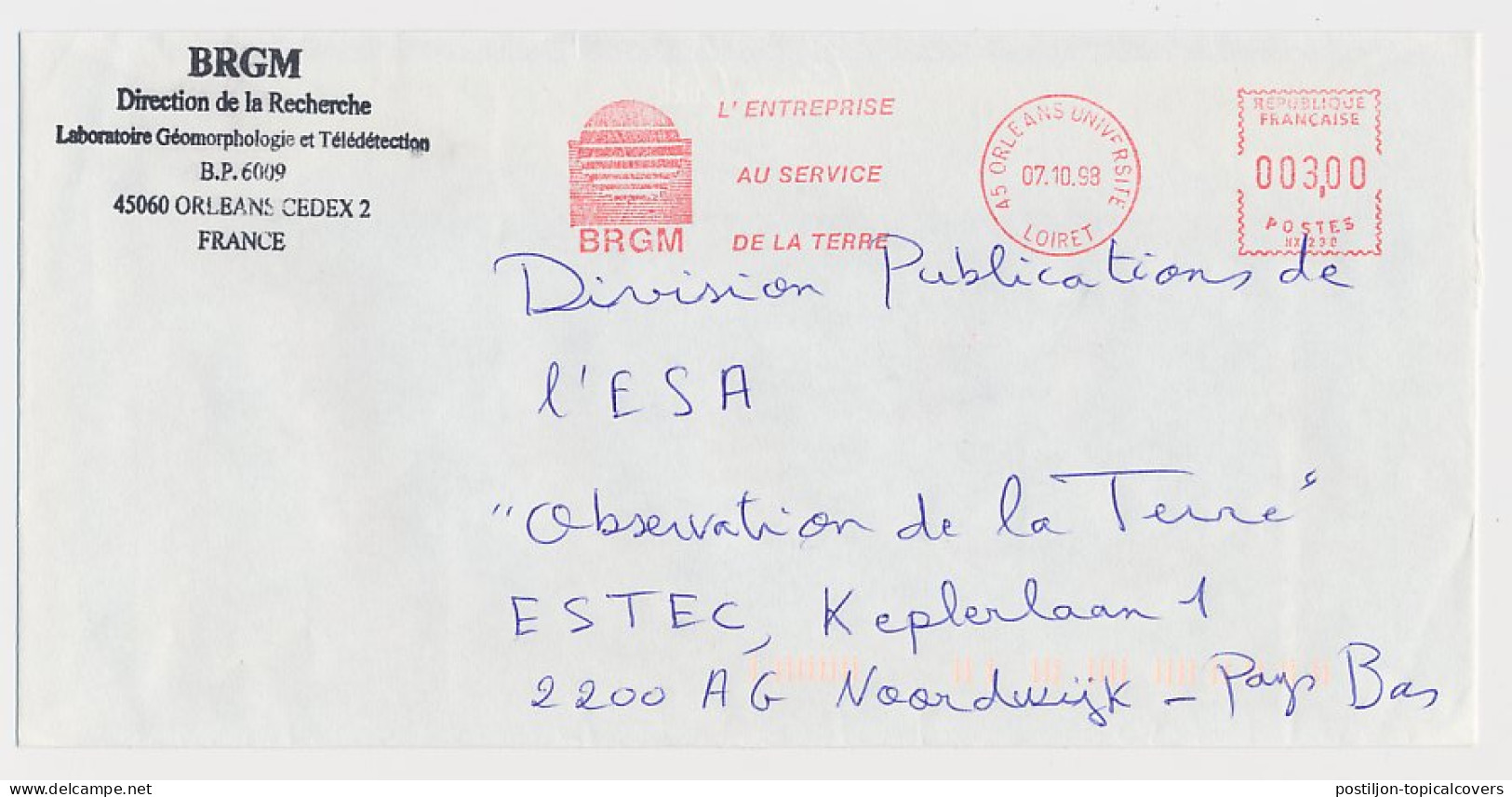 Meter Cover France 1998 BRGM - Research Laboratory Geomorphology And Teledetection - Astronomy