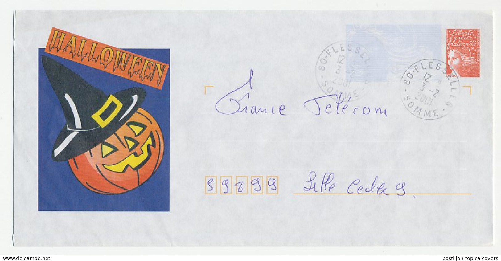 Postal Stationery / PAP France 2001 Halloween - Pumpkin - Autres & Non Classés