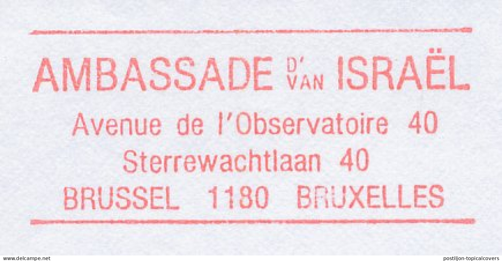 Meter Cut Belgium 1998 Embassy - Israel - Non Classés
