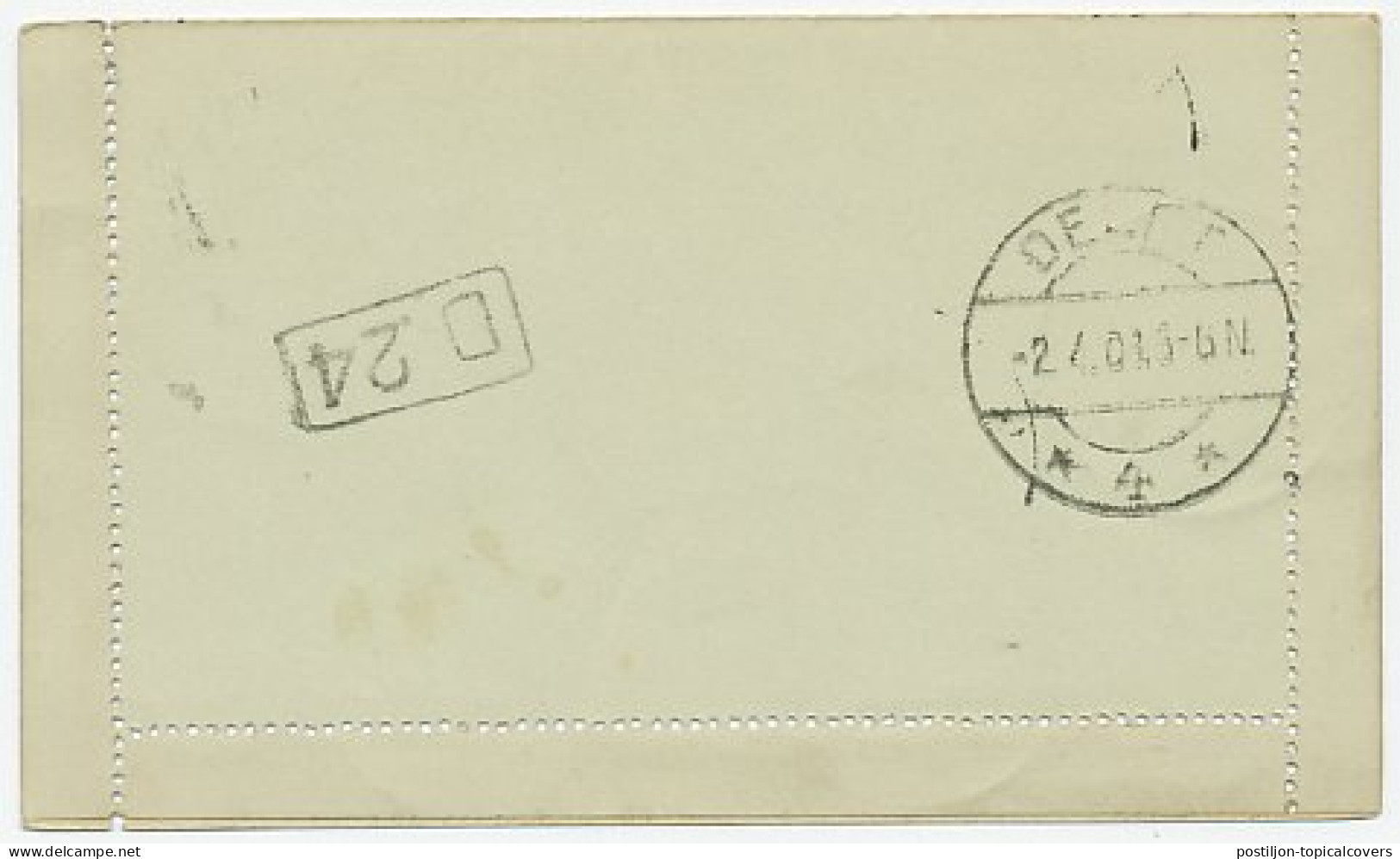 Postblad G. 4 / Bijfrankering - Colijnsplaat - Delft 1909 - Postal Stationery