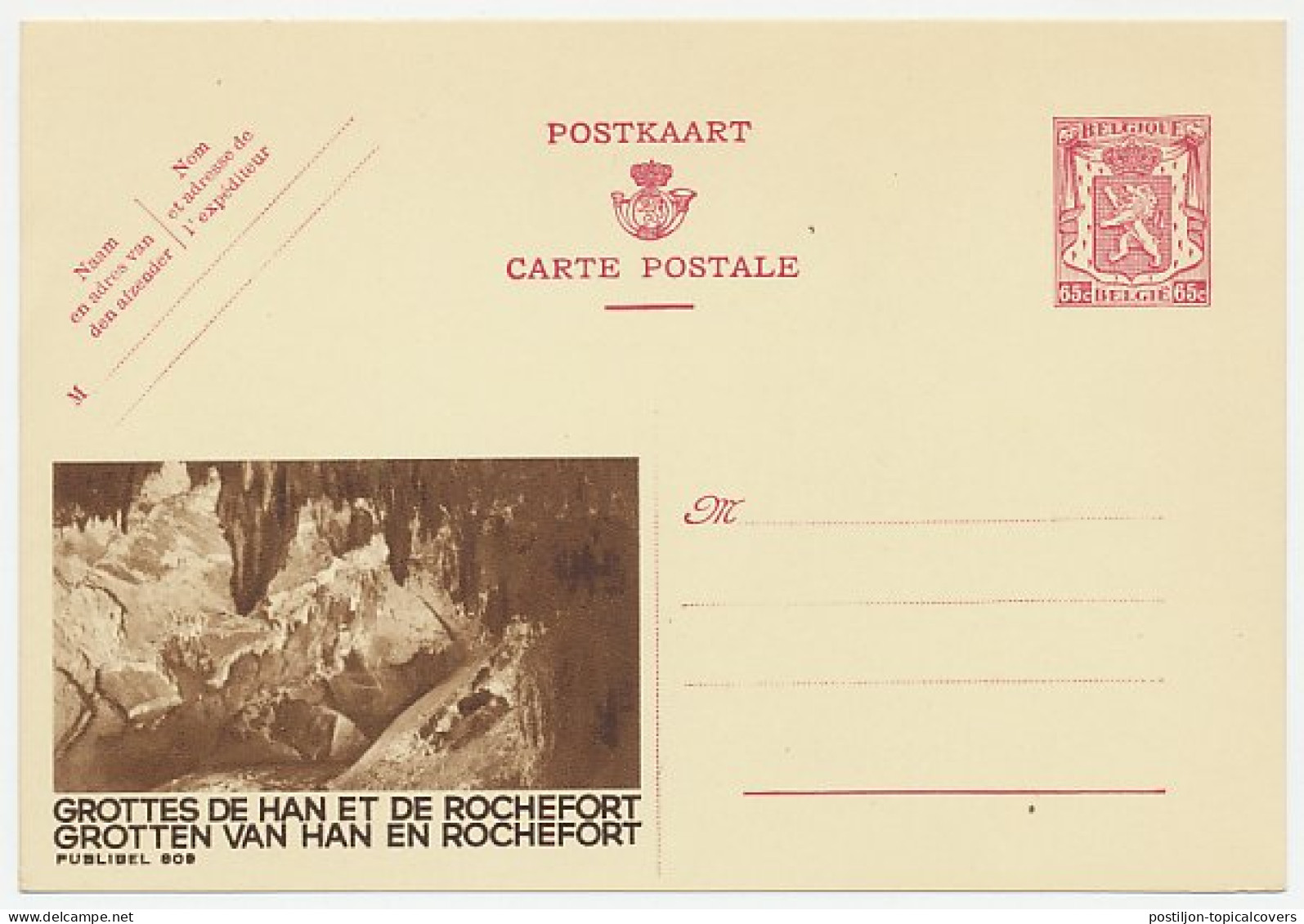 Publibel - Postal Stationery Belgium 1946 Caves - Han And Rochefort - Sonstige & Ohne Zuordnung