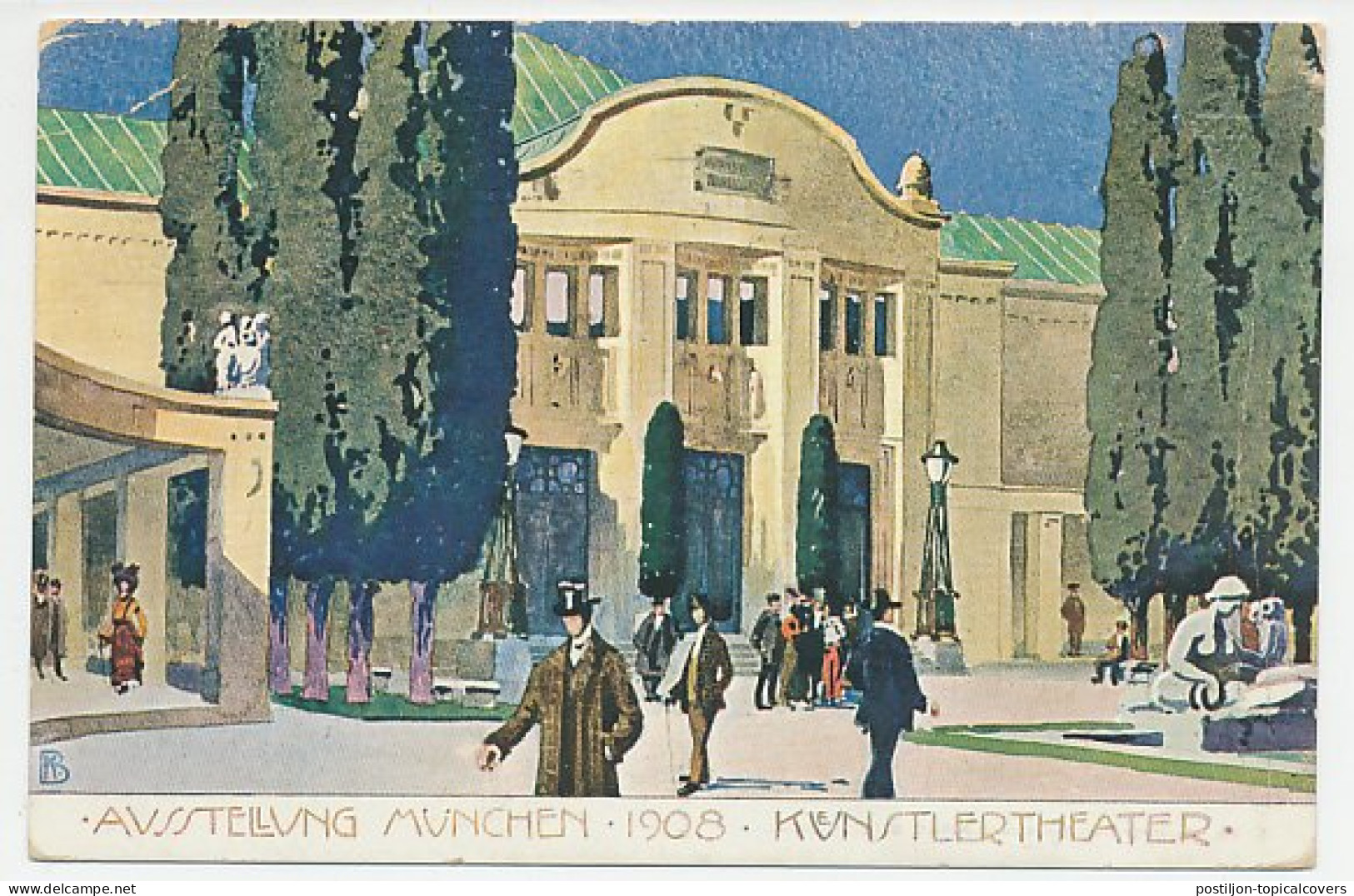Postal Stationery Bayern 1908 Art Theatre Exhibition - Théâtre