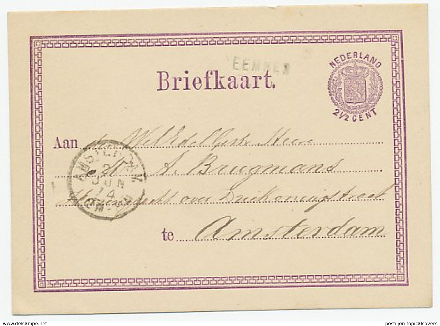 Naamstempel Eemnes 1874 - Lettres & Documents