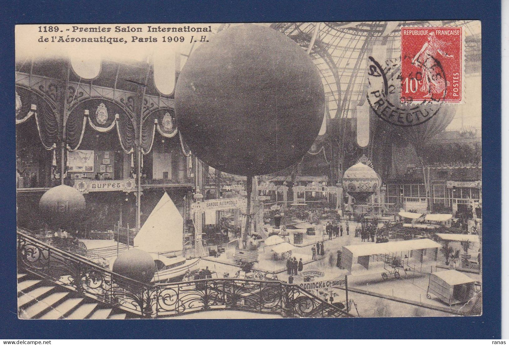 CPA Aviation > Montgolfières Exposition Grand Palais 1909 Circulée - Luchtballon